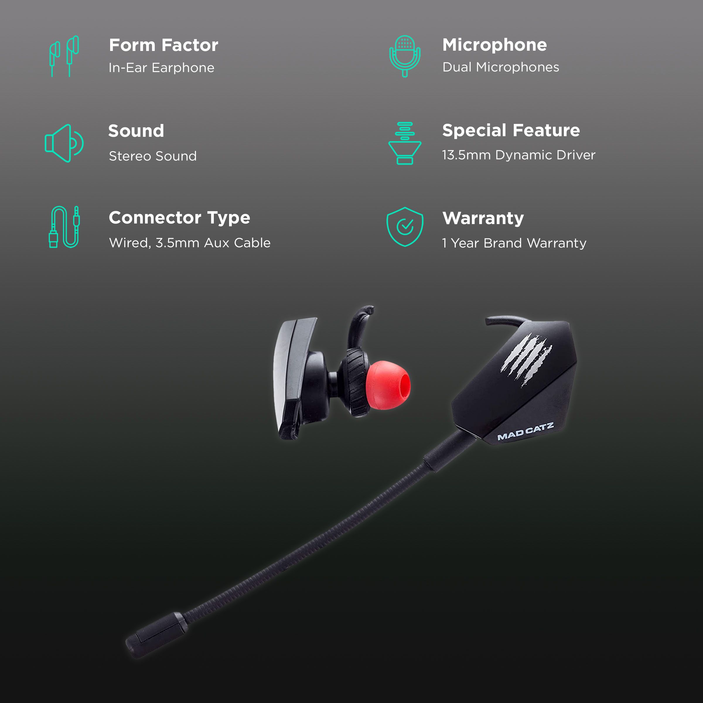 MAD CATZ The Authentic E.S. Pro Plus Earphone With Mic (In-Ear, Black
