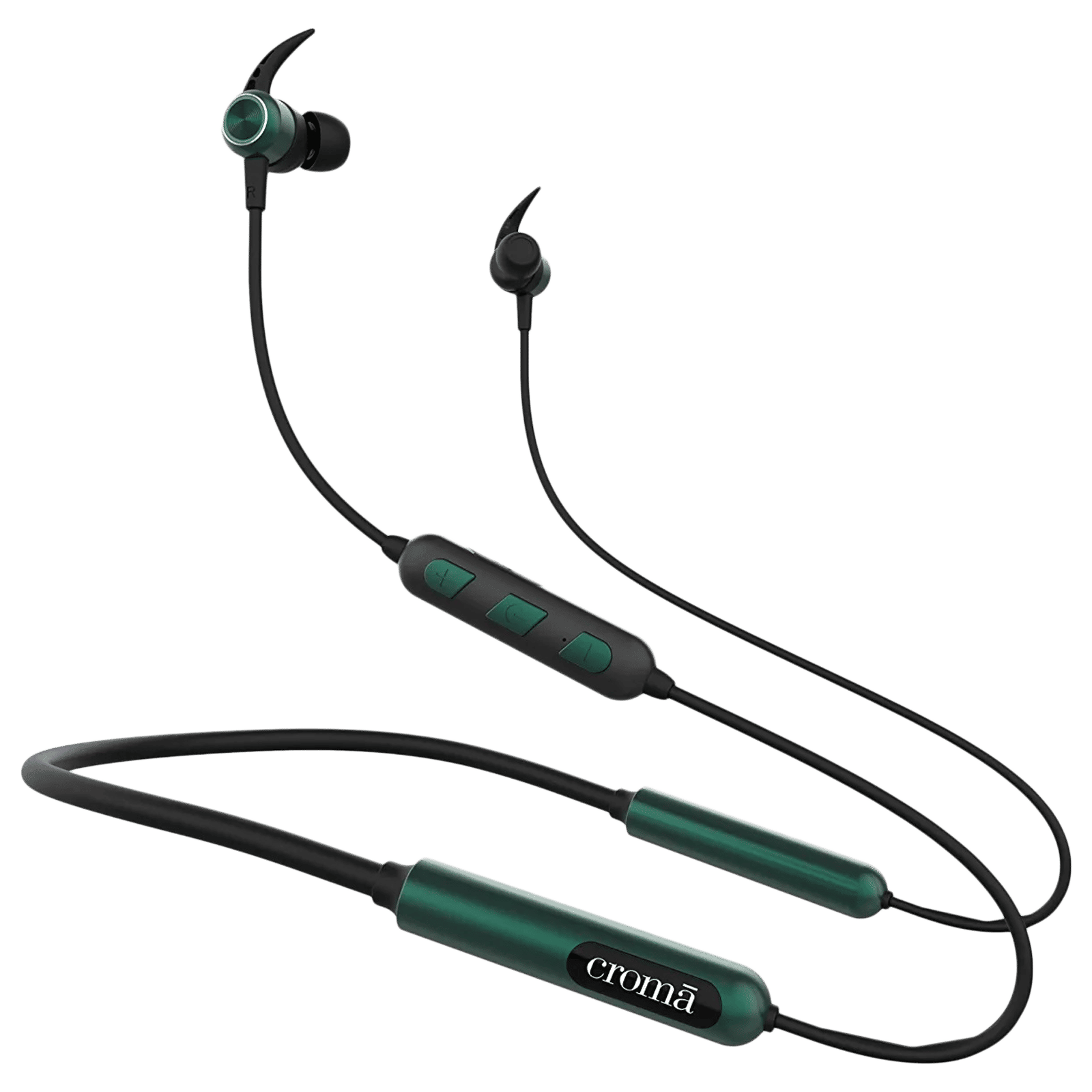 Croma Neckband (Type-C Fast Charging, Dual Connection, 80H Playback, Green)