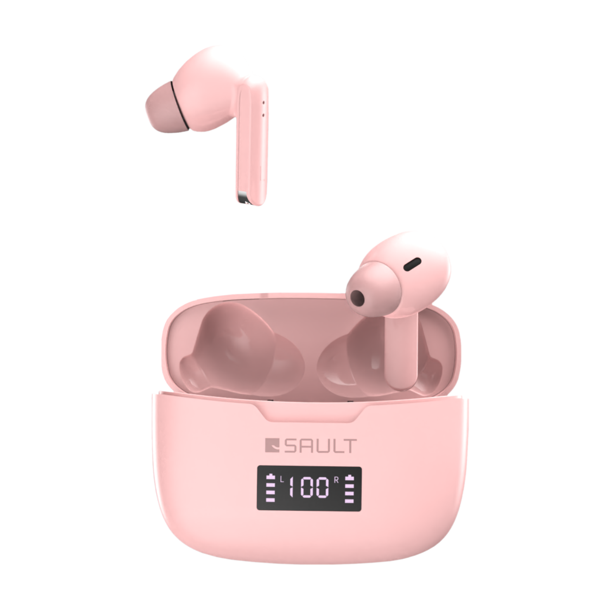 SAULT Airplugs 2x TWS Earbuds with Noise Isolation (IP57 Water Resistant, Touch Sensor, Pink)