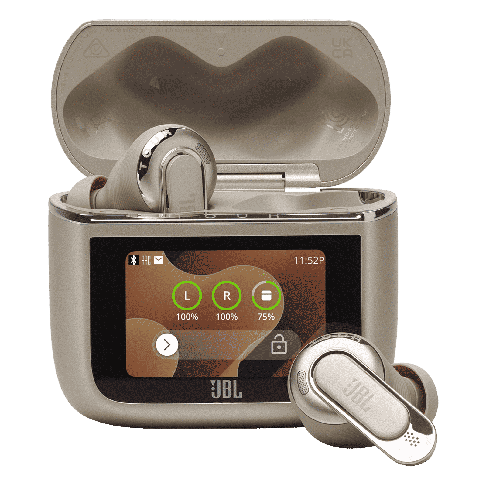 JBL Tour Pro 3 TWS Earbuds with True Adaptive Noise Cancellation (IPX55 Water Resistant, Multi-Point Connection, Latte)