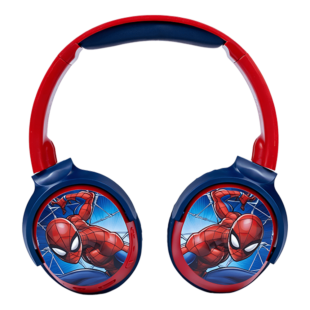 VOLKANO Marvel Spiderman MV-9955-SM Bluetooth Headphone with Mic (Kids Friendly Volume, Over Ear, Red)