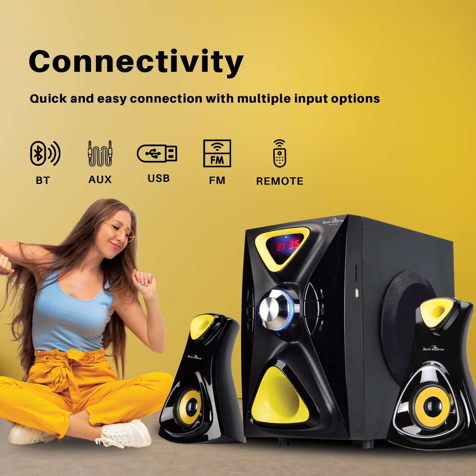 Jack Martin 126W Bluetooth Home Theatre with Remote (Heavy Bass Output,  Channel, Black)