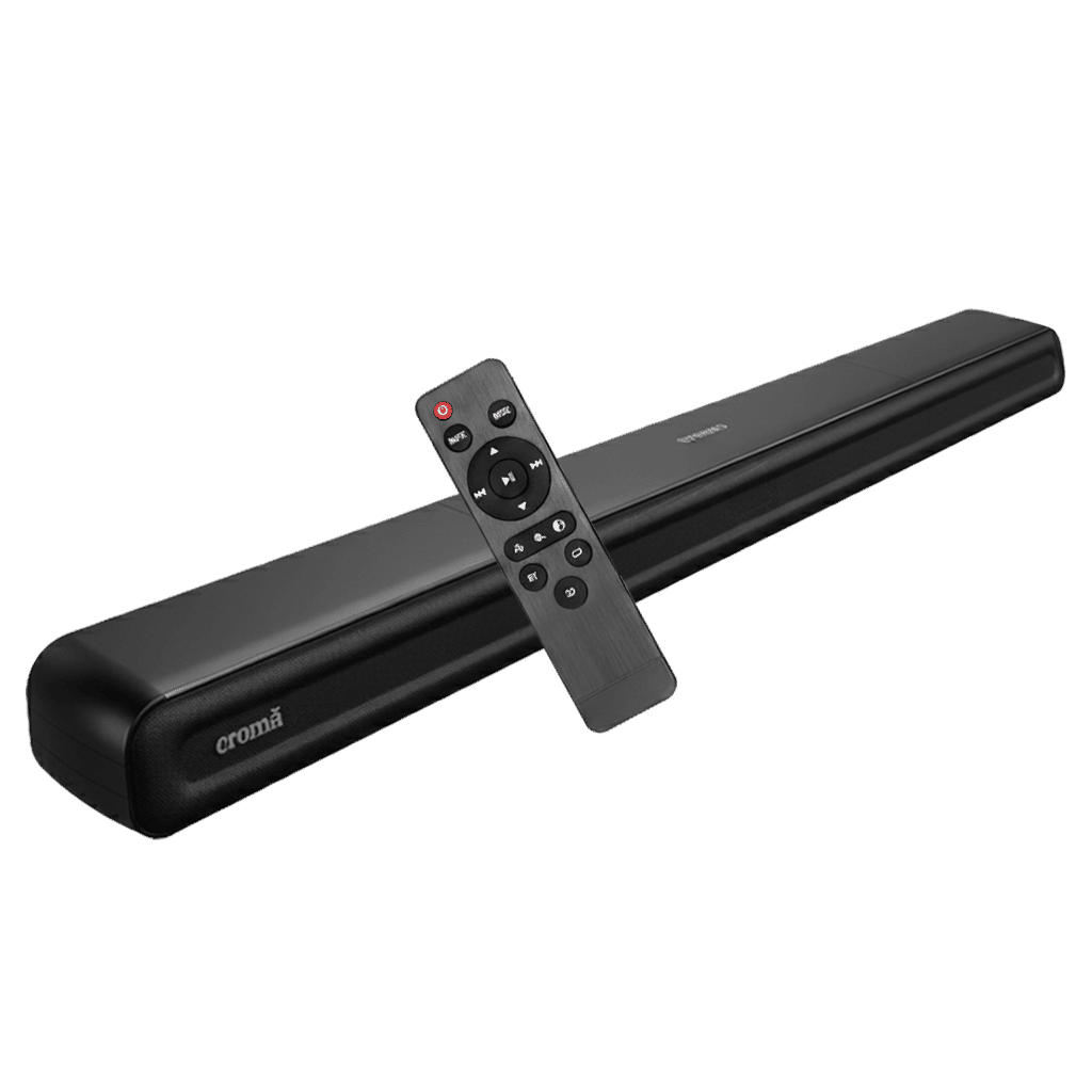 Croma 60W Bluetooth Soundbar with Remote Control (Stereo Sound, 2.0 Channel, Premium Black)