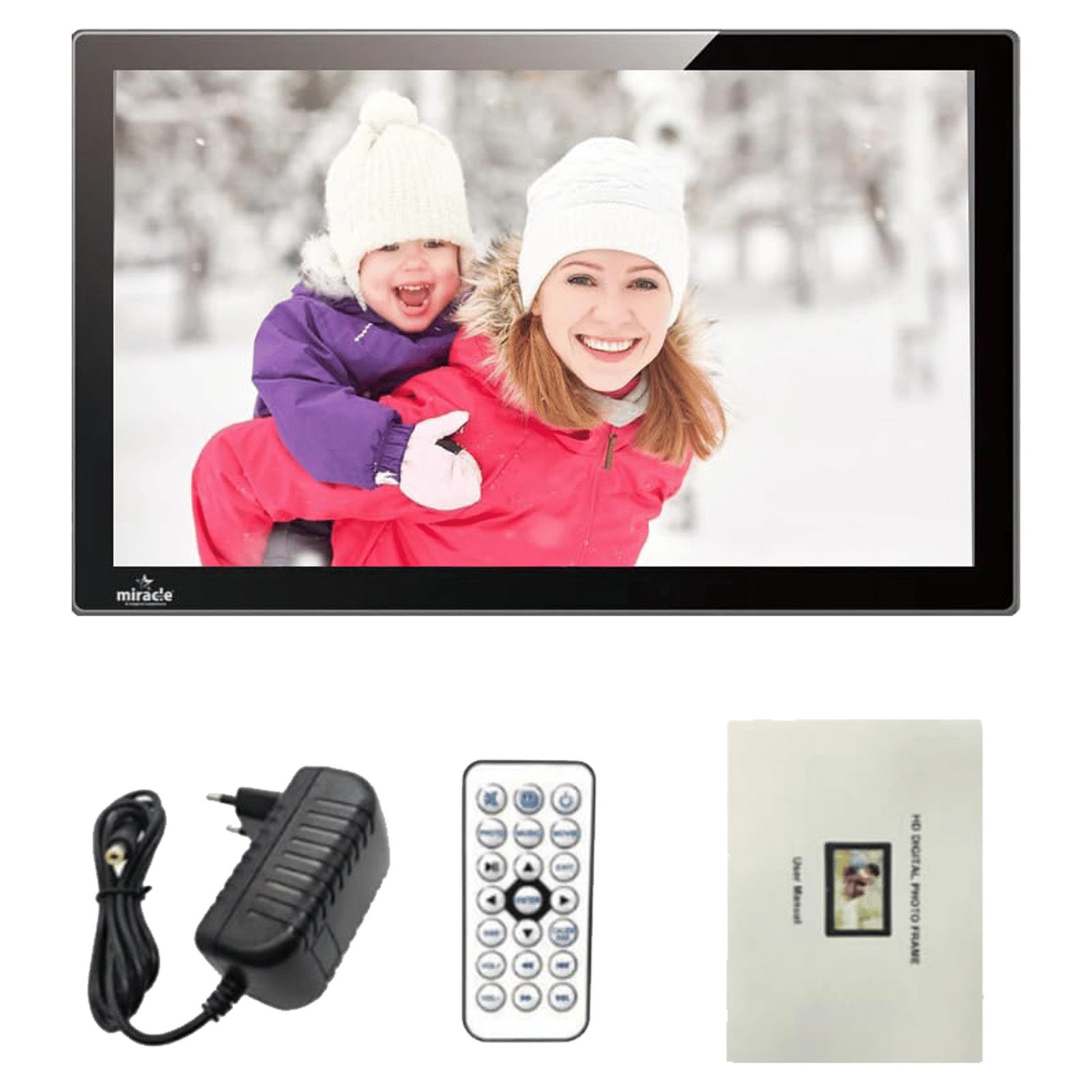 Miracle Digital 39.11cm (15.4 Inches) Digital Photo Frame (Stereo Speaker, MD005, Black)