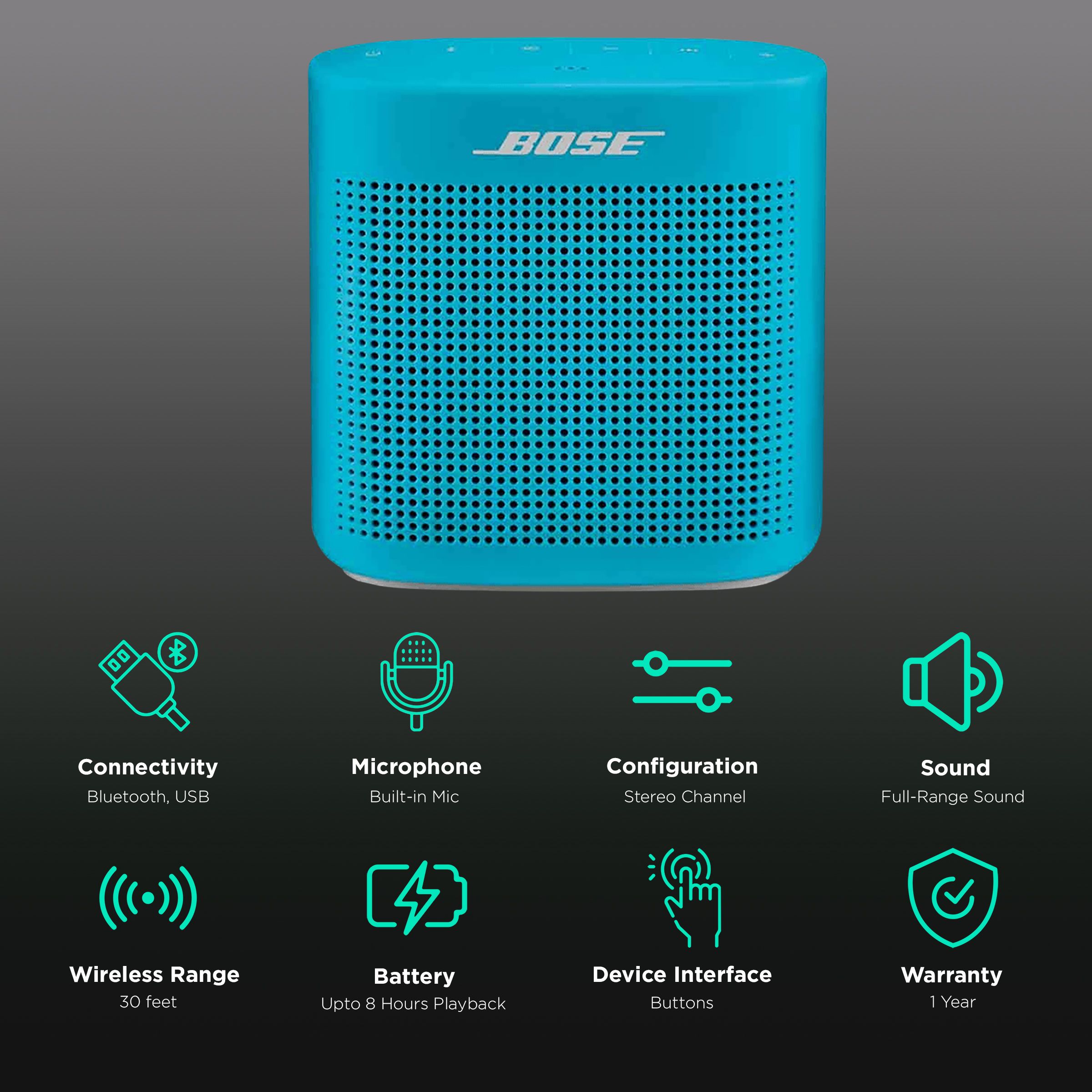 BOSE SoundLink Color II Portable Bluetooth Speaker (Clear Sound, Mono  Speaker, Blue)