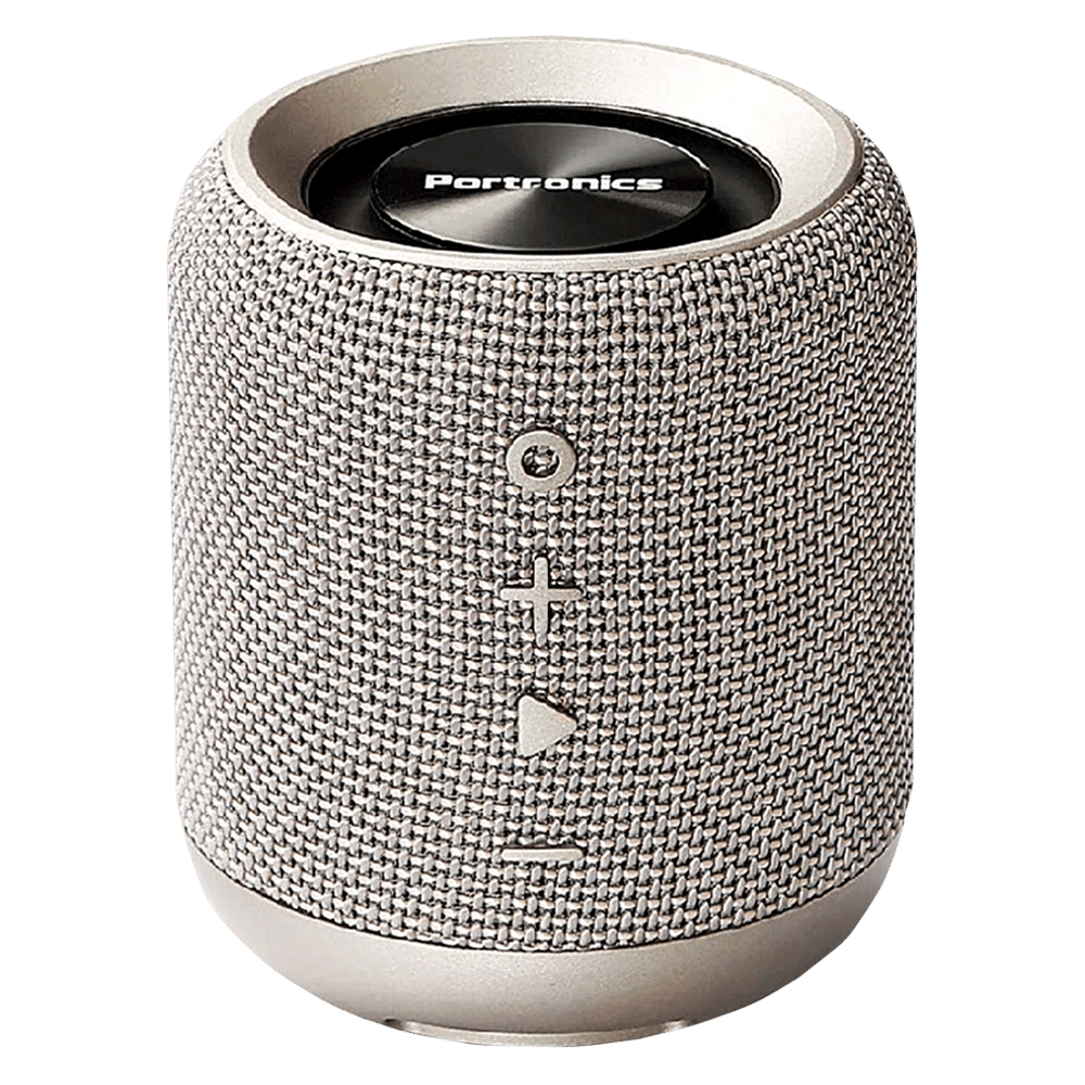 PORTRONICS SoundDrum 10W Portable Bluetooth Speaker (Water Resistant, 7 Hours Playtime, Stereo Channel, Grey)