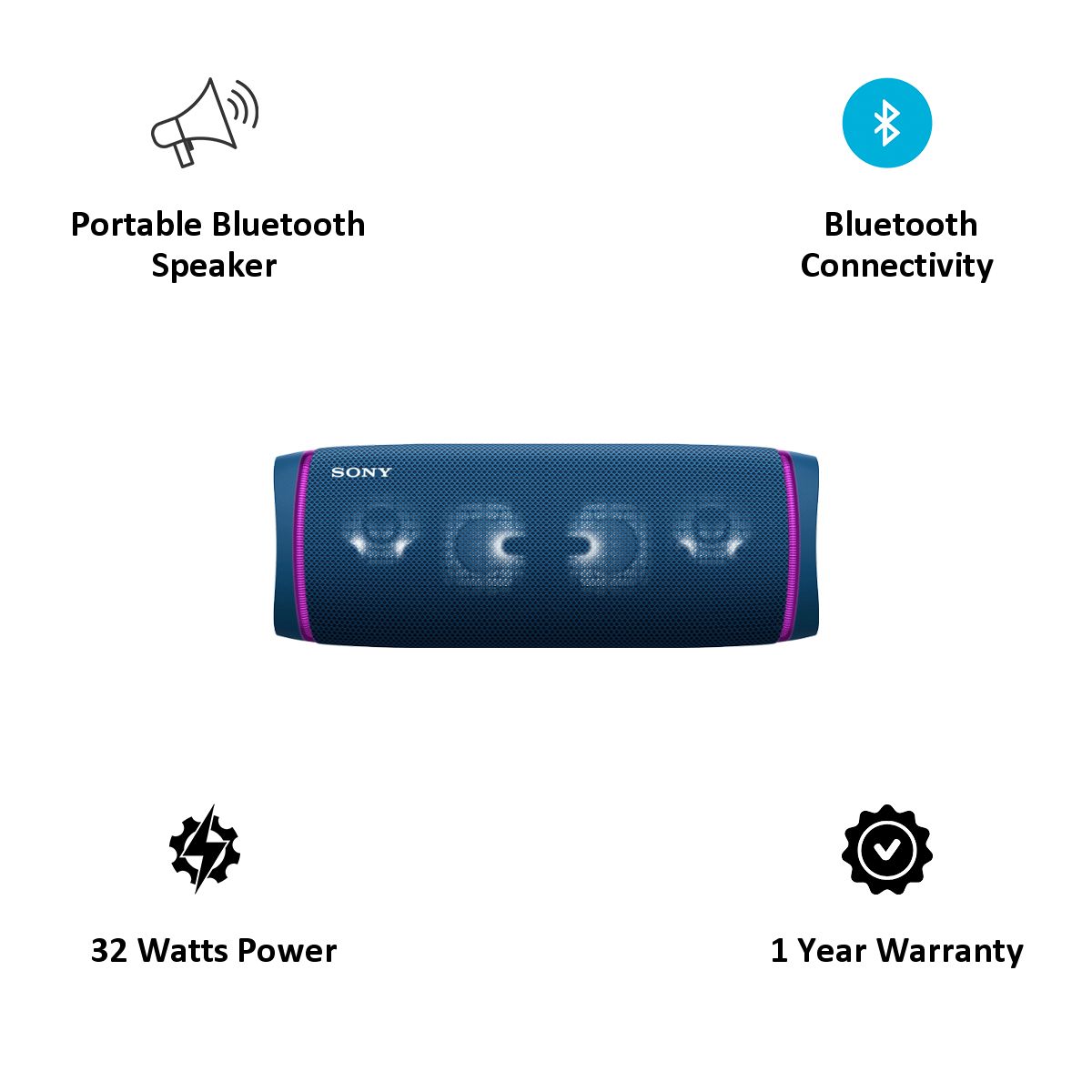 Buy SONY XB43 32W Portable Bluetooth Speaker (Extra Bass, Blue