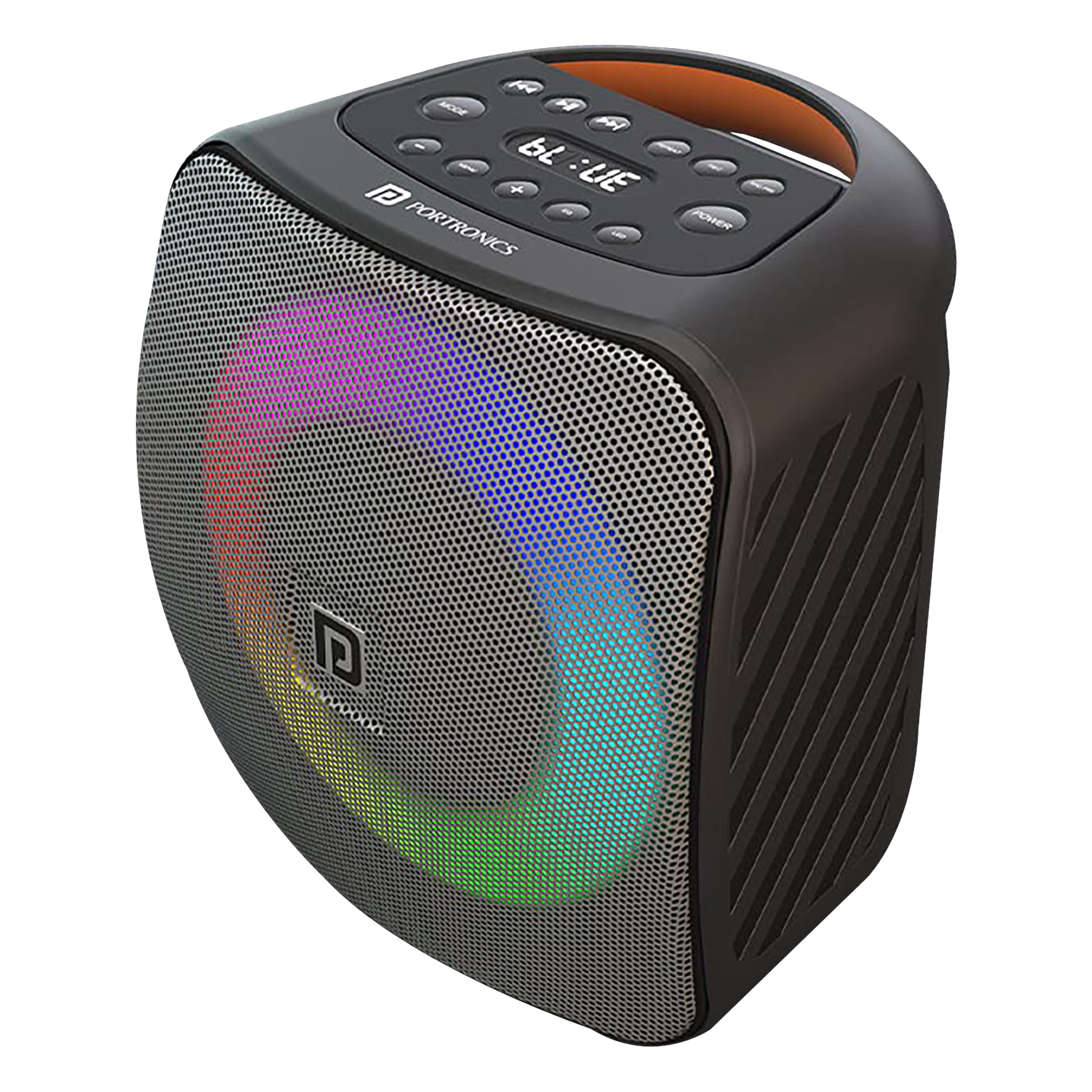 PORTRONICS Dash 40W Portable Bluetooth Speaker (Built-in FM Radio, Black/Grey)