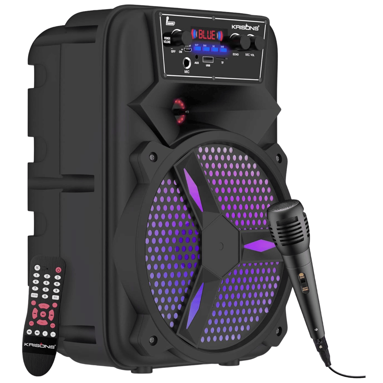 Krisons Stone 20W Bluetooth Party Speaker with Mic (Full HD Sound, 1.0 Channel, Black)