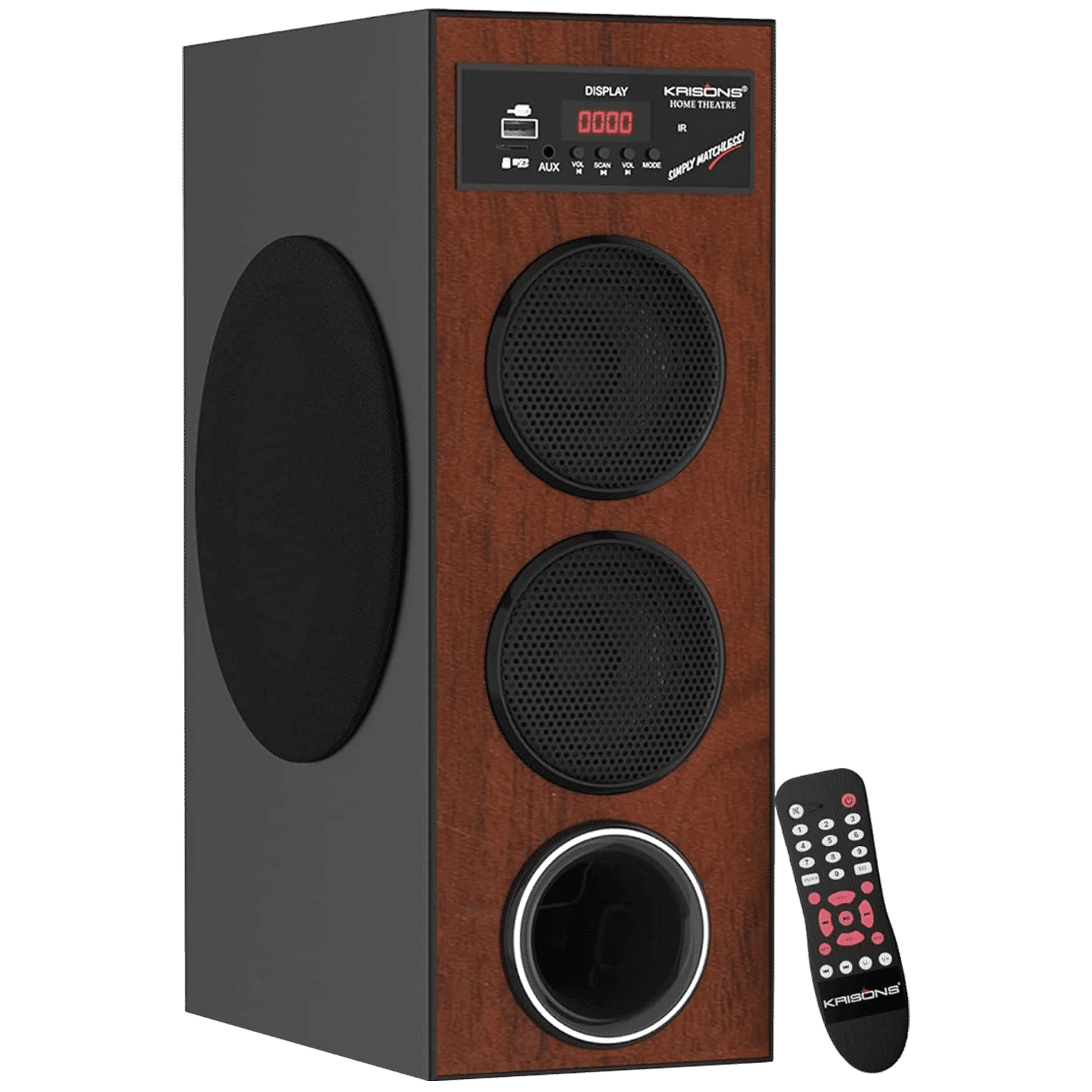 KRISONS Thunder 80W Multimedia Speaker (Bluetooth Connectivity, 2.1 Channel, Brown and Black)