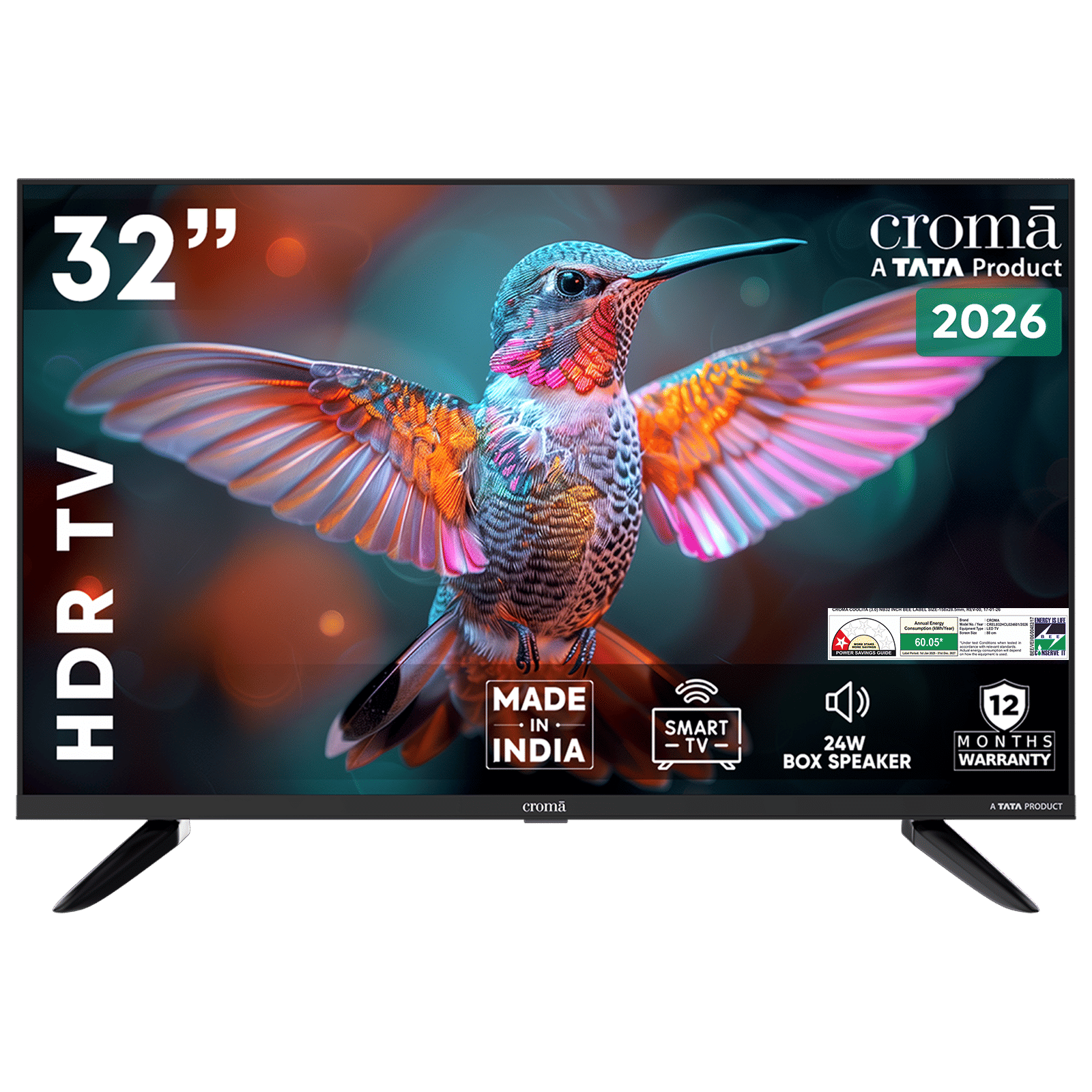 Croma 80 cm (32 inch) 1 Star HD Ready LED Smart Linux TV with A+ Grade Panel (2026 model)