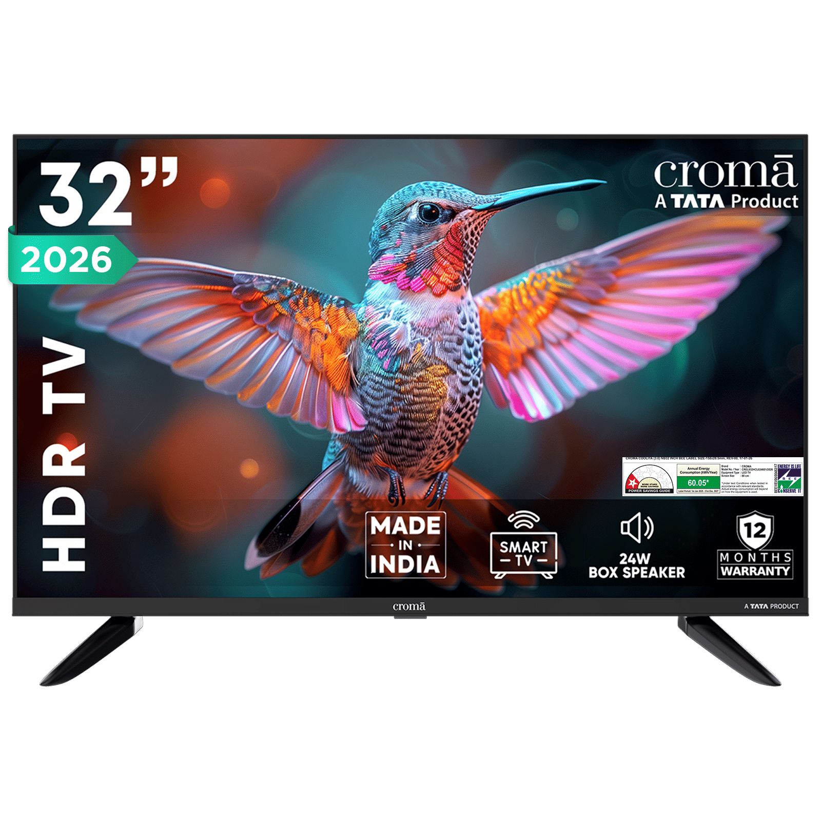 Croma 80 cm (32 inch) HD Ready LED Smart Linux TV with A+ Grade Panel (2026 model)