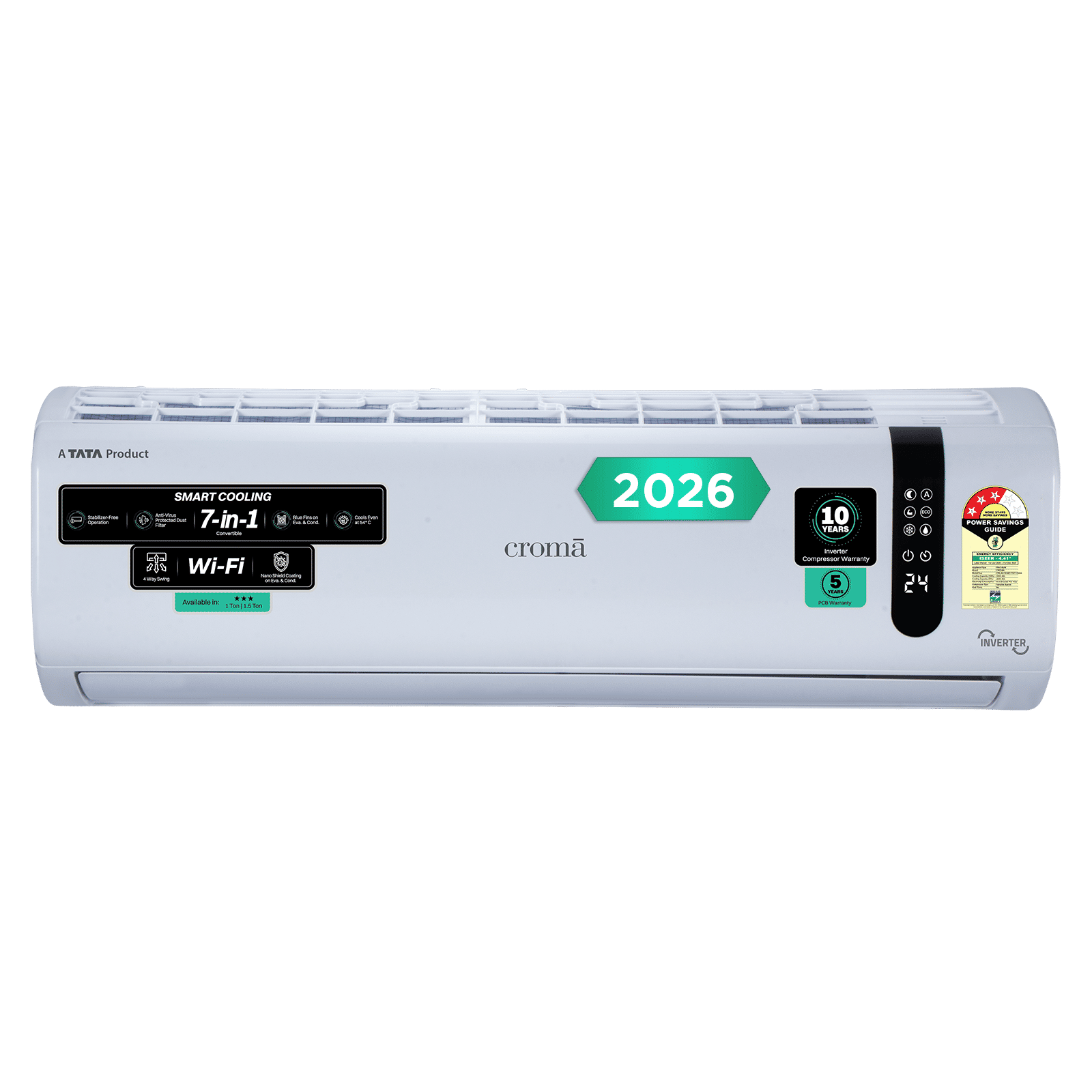 Croma 7 in 1 Convertible 1.5 Ton 3 Star Inverter Split Smart AC with Wi-Fi Enabled (2026 Model, Copper Condenser, CRLAS18IND170211)