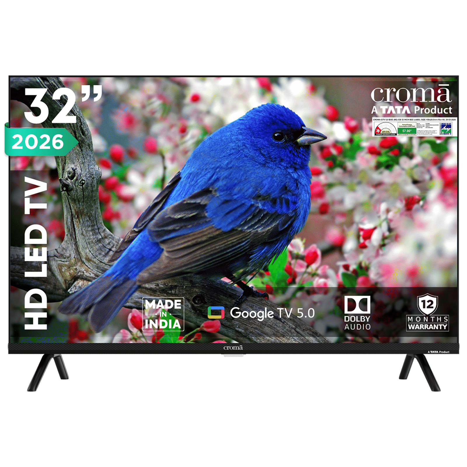 Croma 80cm (32 inch) HD LED Smart Google TV with Google Assistant (2026 Model)