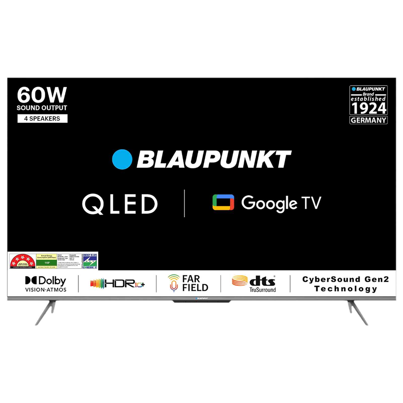 BLAUPUNKT 50QD7010 126 cm (50 inch) QLED 4K Ultra HD Google TV with Dolby Vision and Dolby Atmos (2022 model)