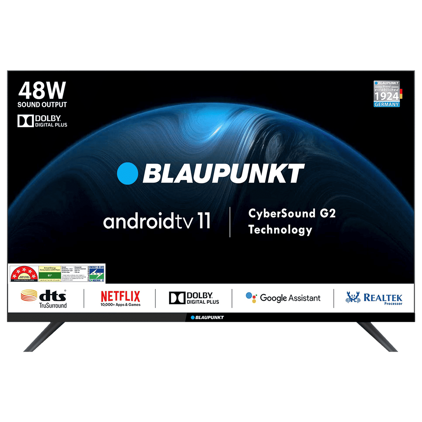 BLAUPUNKT CyberSound G2 Series 109.22 cm (43 inch) Full HD LED Smart Android TV with Built-in Google Assistant (2023 model)