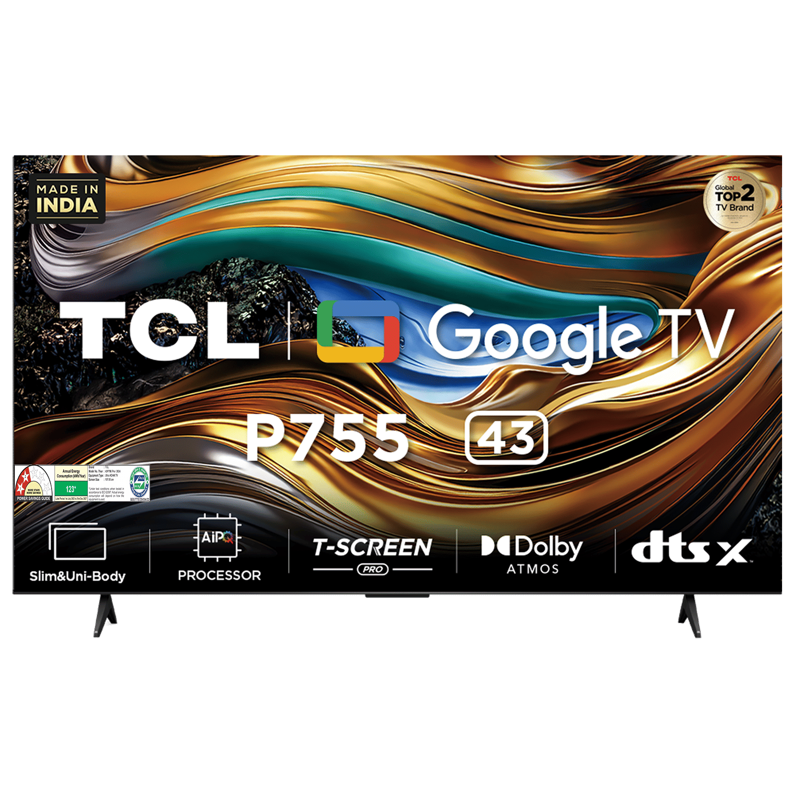TCL P755 109.22 cm (43 inch) QLED 4K Ultra HD Smart Google TV with Dolby Vision and Dolby Atmos (2024 model)