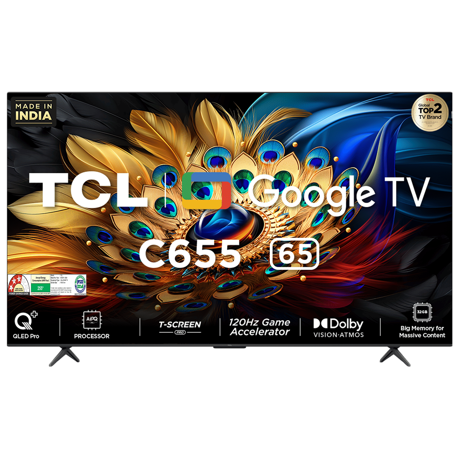 TCL C655 165.1 cm (65 inch) QLED 4K Ultra HD Smart Google TV with Dolby Vision (2024 model)