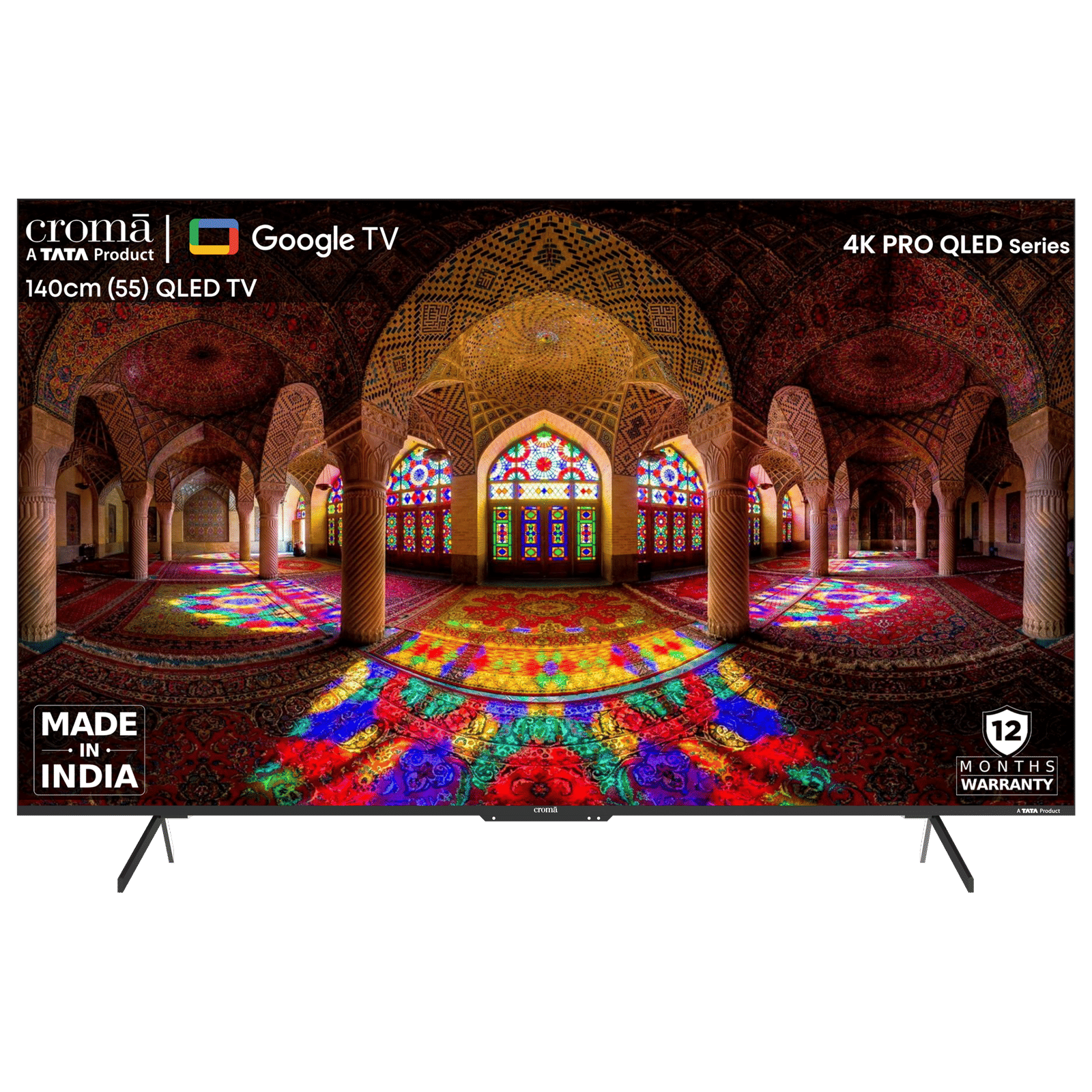 Croma CREL055UGC024603 140 cm (55 inch) QLED 4K Ultra HD Google TV with Dolby Vision & Dolby Atmos (2024 model)