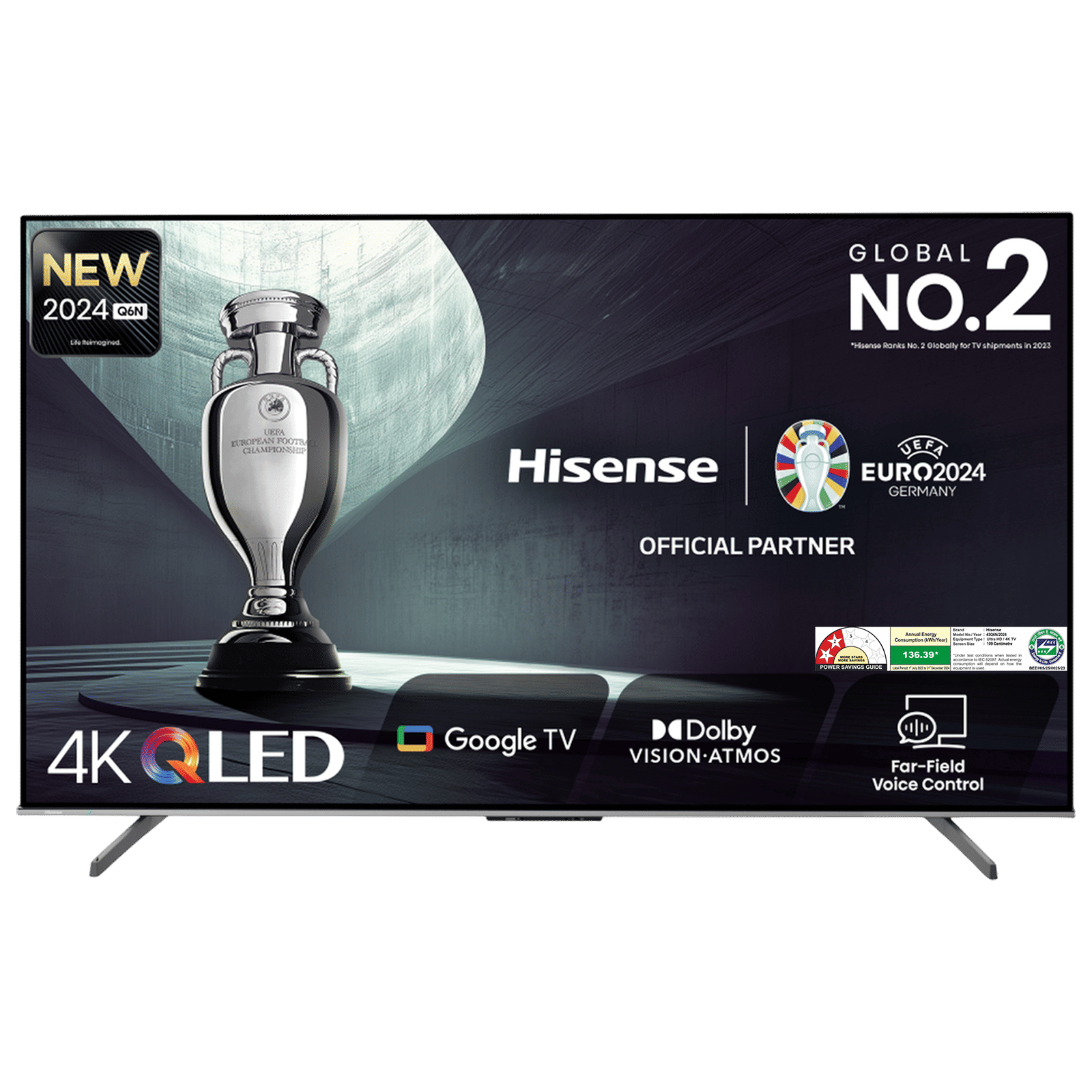 Hisense Q6N 109.22 cm (43 inch) QLED 4K Ultra HD Smart Google TV with 4K AI Upscaler (2024 model)