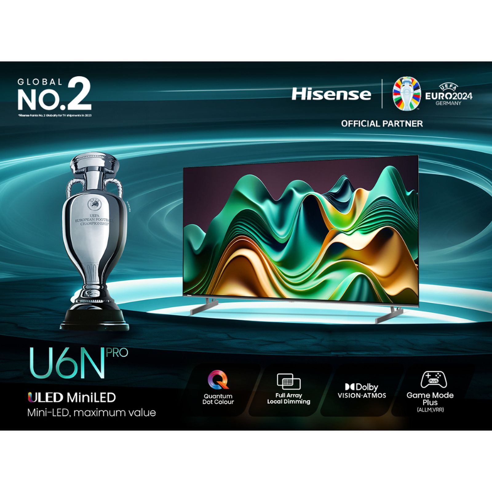 Smart TV Hisense 65U8NQ Mini-LED 4K 65" - Android VIDAA U8, Dolby Vision, 144Hz