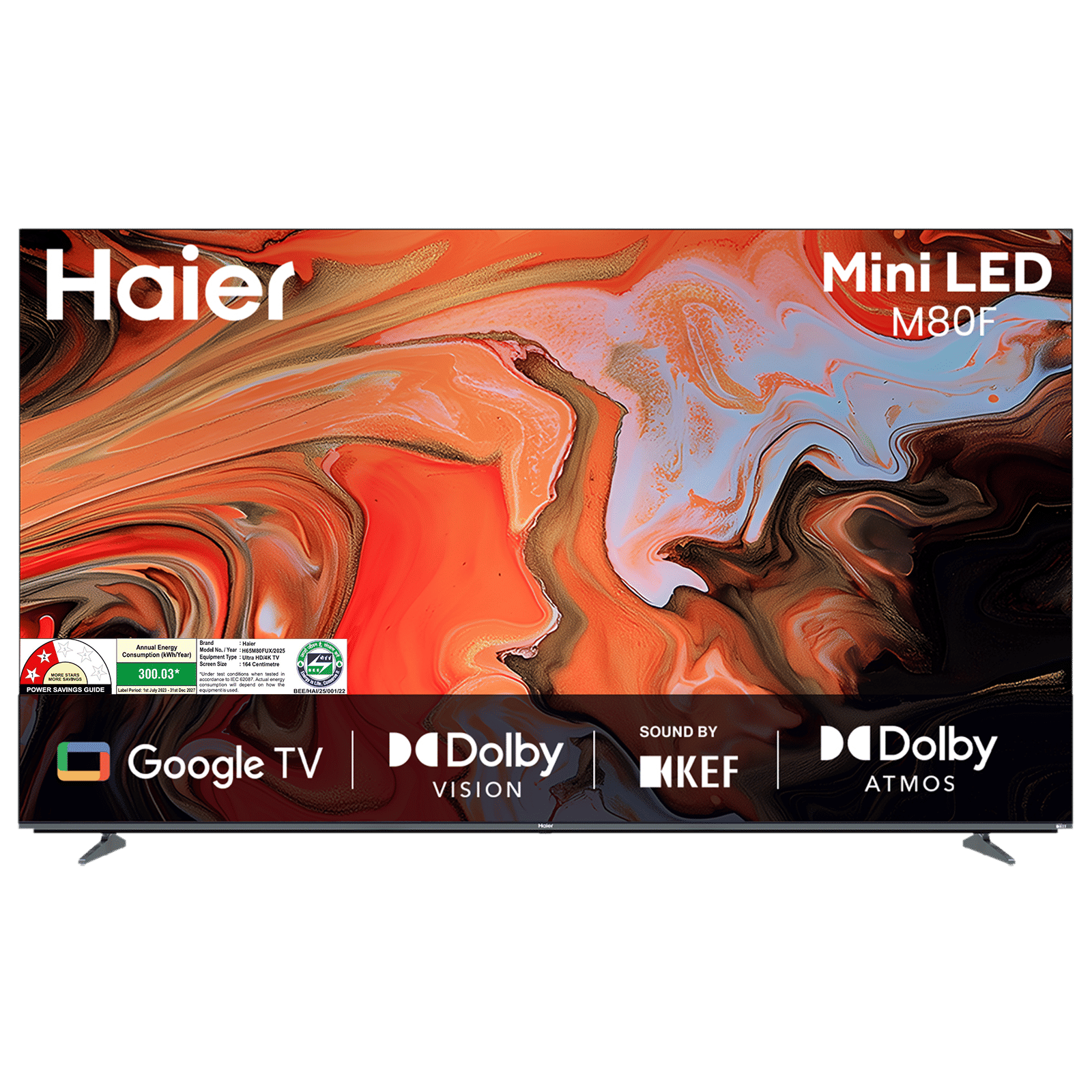 Haier M80F 165.1 cm (65 inch) 4K Ultra HD Mini LED Smart Google TV with Dolby Vision & Dolby Atmos (2025 Model)