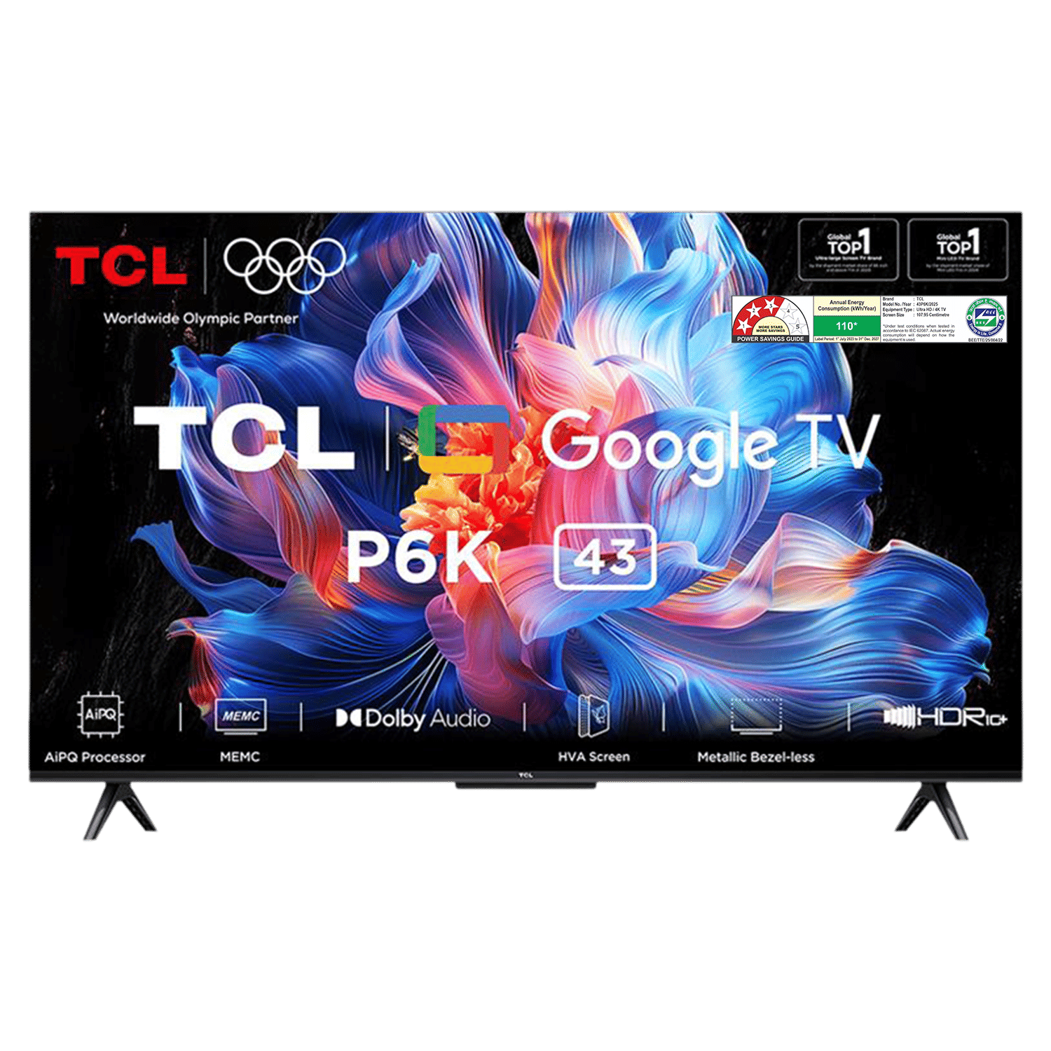 TCL P6K 109 cm (43 inch) 4K Ultra HD LED Smart Google TV with Google Voice Assistant (2025 model)