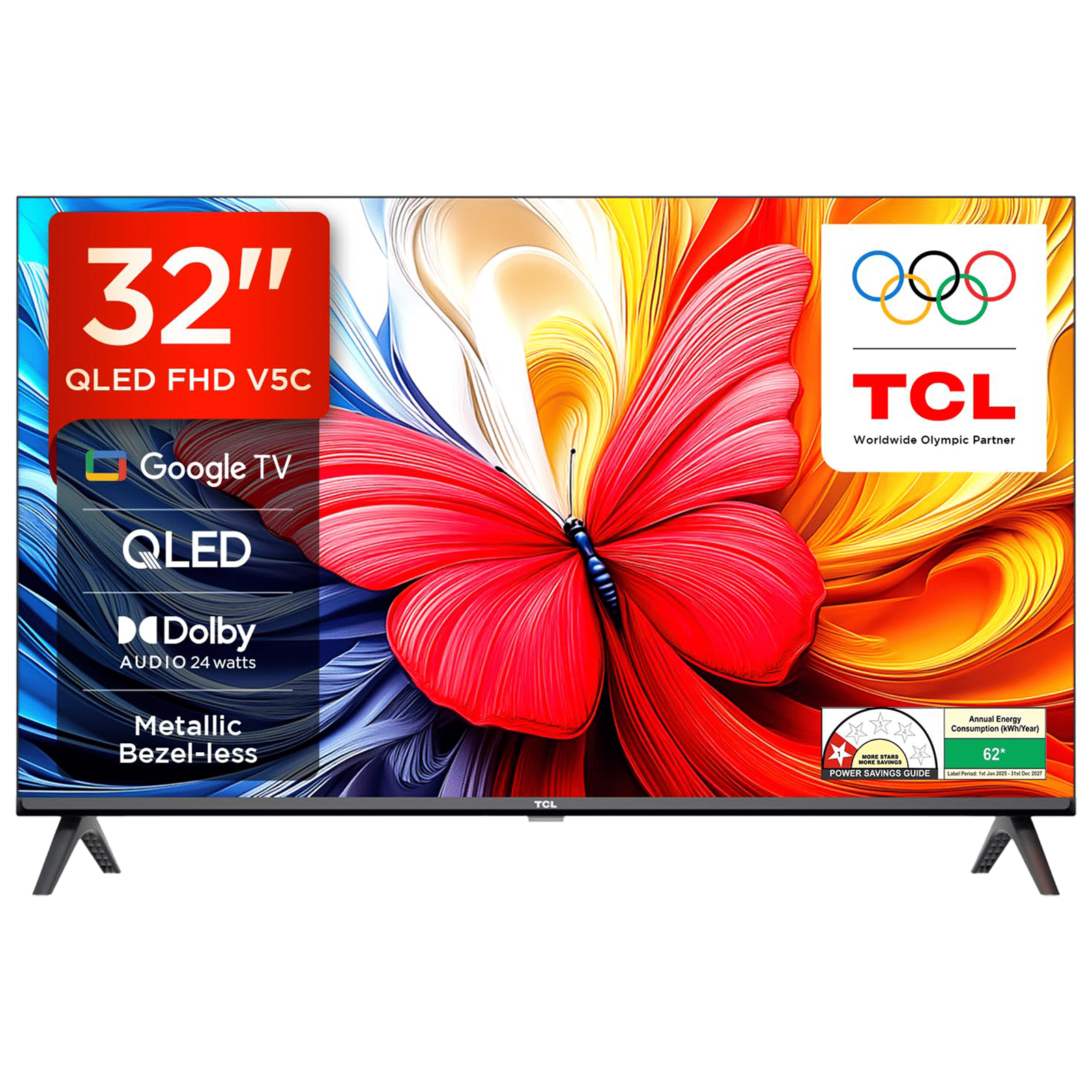 TCL V5C 81.28 cm (32 inch) QLED Full HD Smart Google TV with Google Voice Assistant (2025 model)