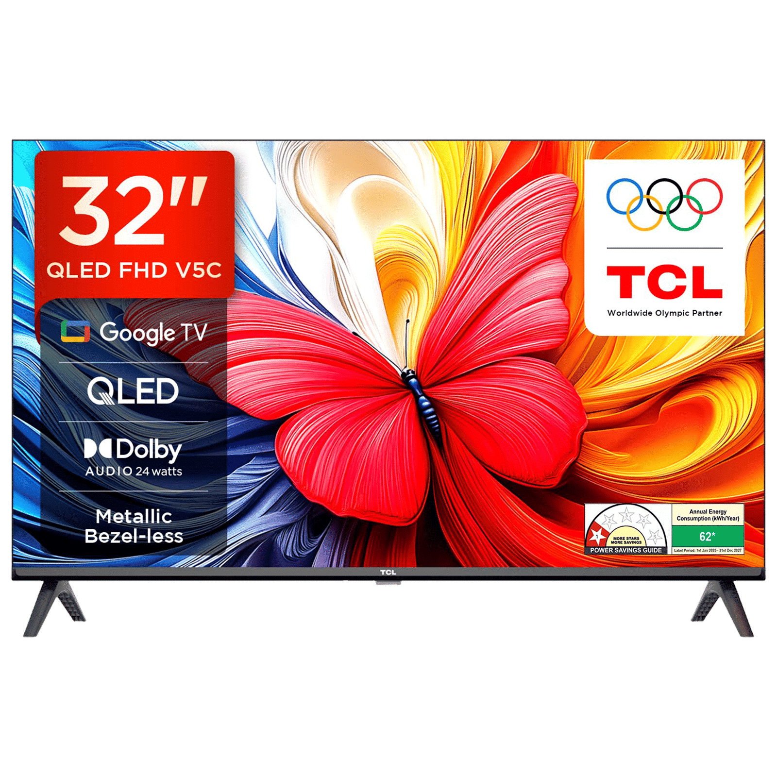 TCL V5C 81.28 cm (32 inch) QLED Full HD Smart Google TV with Google Voice Assistant (2025 model)