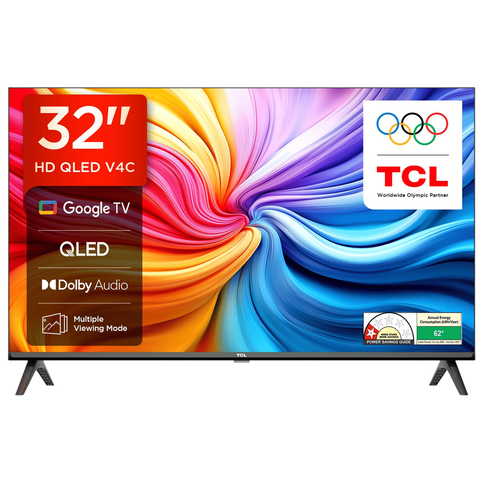 TCL V4C 81.28 cm (32 inch) QLED HD Ready Smart Google TV with Google Voice Assistant (2025 model)
