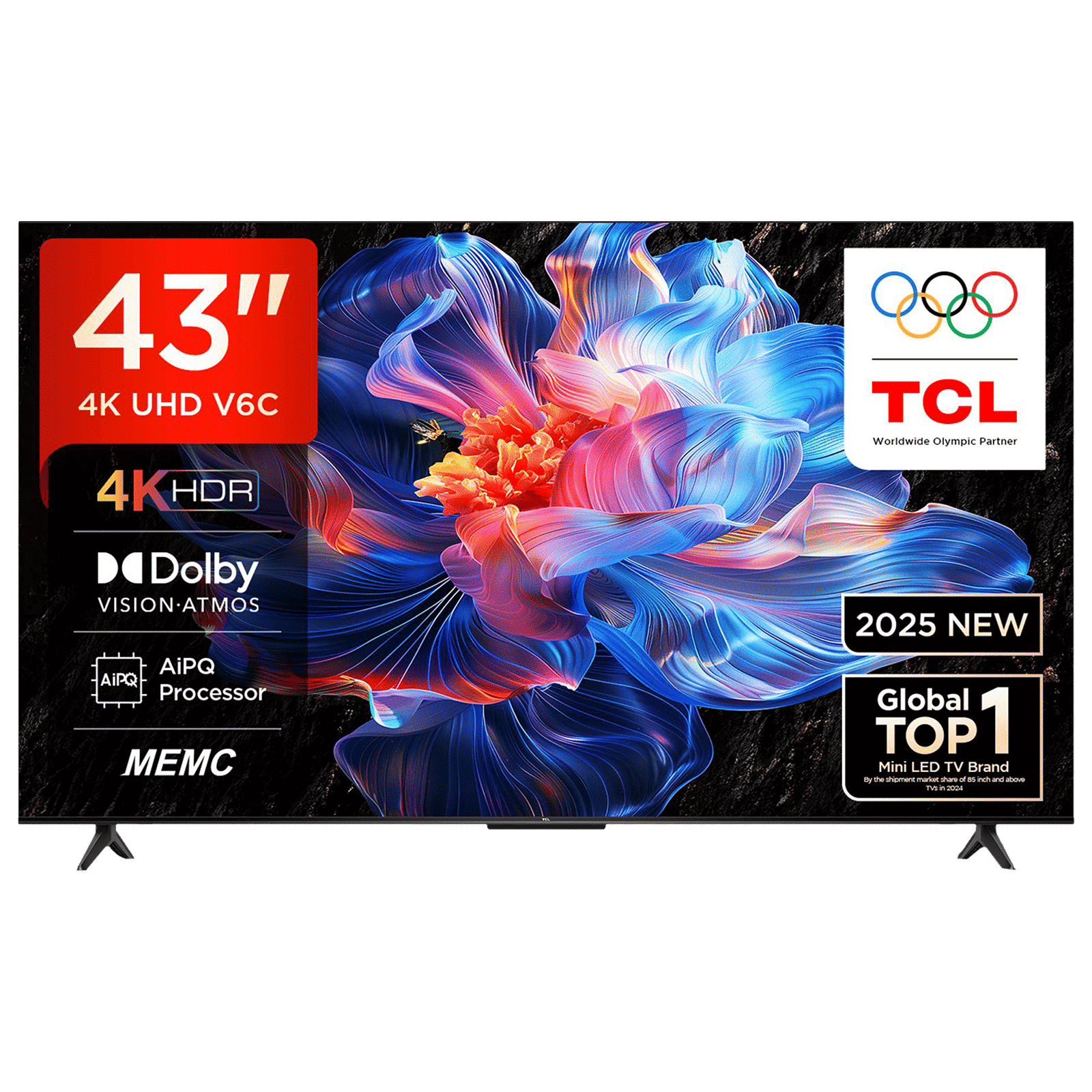 TCL V6C 109.22 cm (43 inch) 4K Ultra HD LED Smart Google TV with Google Voice Assistant (2025 model)