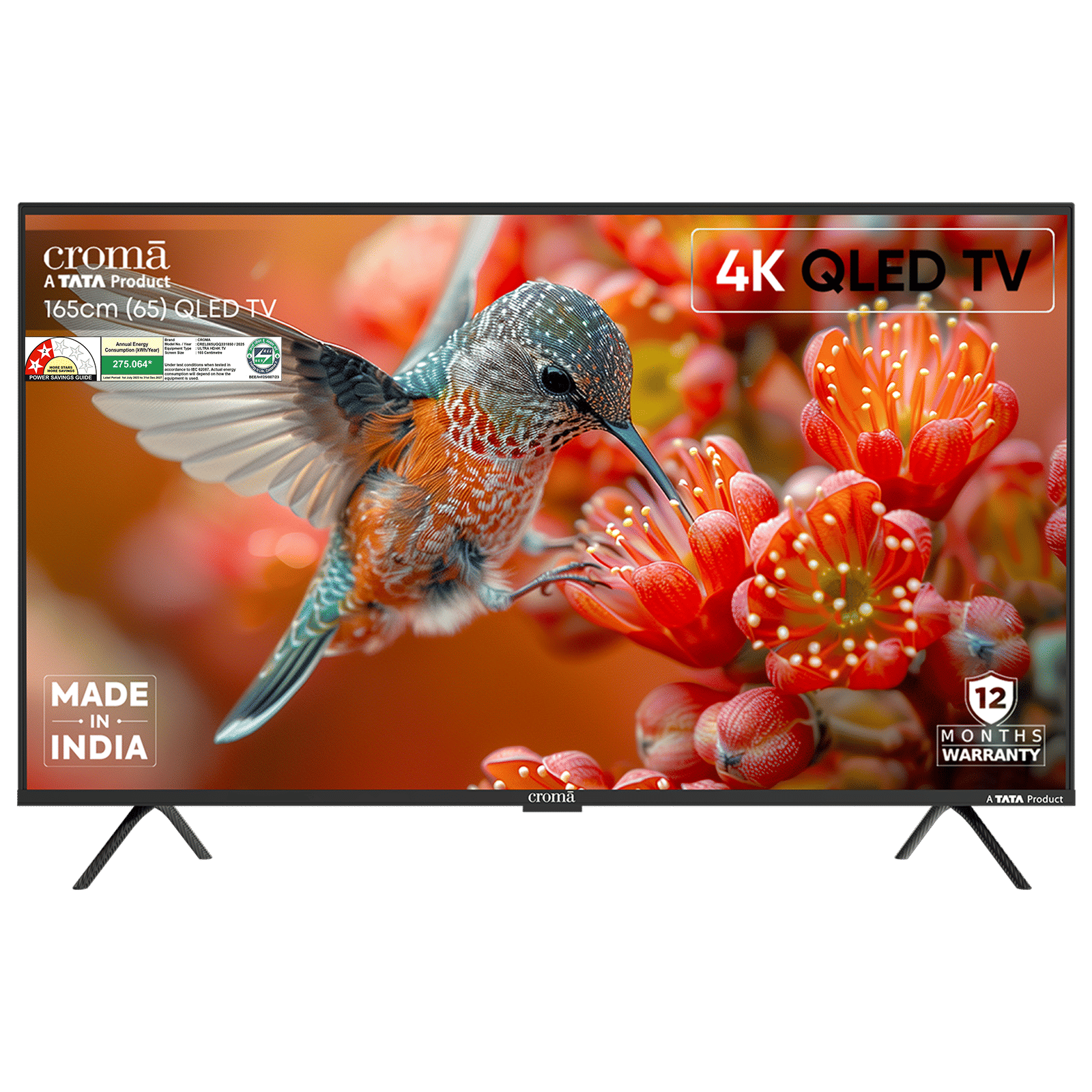 Croma 165.1 cm (65 inch) QLED 4K Ultra HD Smart Google TV 5.0 with Dolby Vision & Dolby Atmos (2025 model)