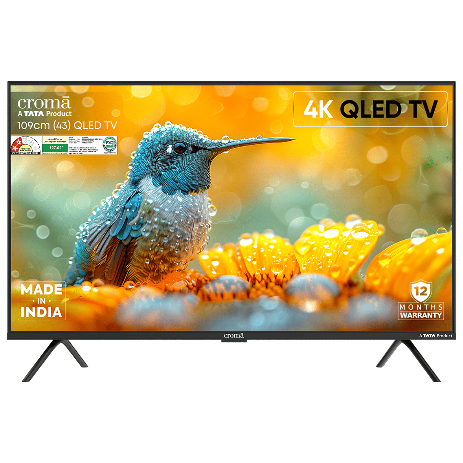 Croma 109.22 cm (43 inch) QLED 4K Ultra HD Smart Google TV 5.0 with Dolby Vision & Dolby Atmos (2025 model)