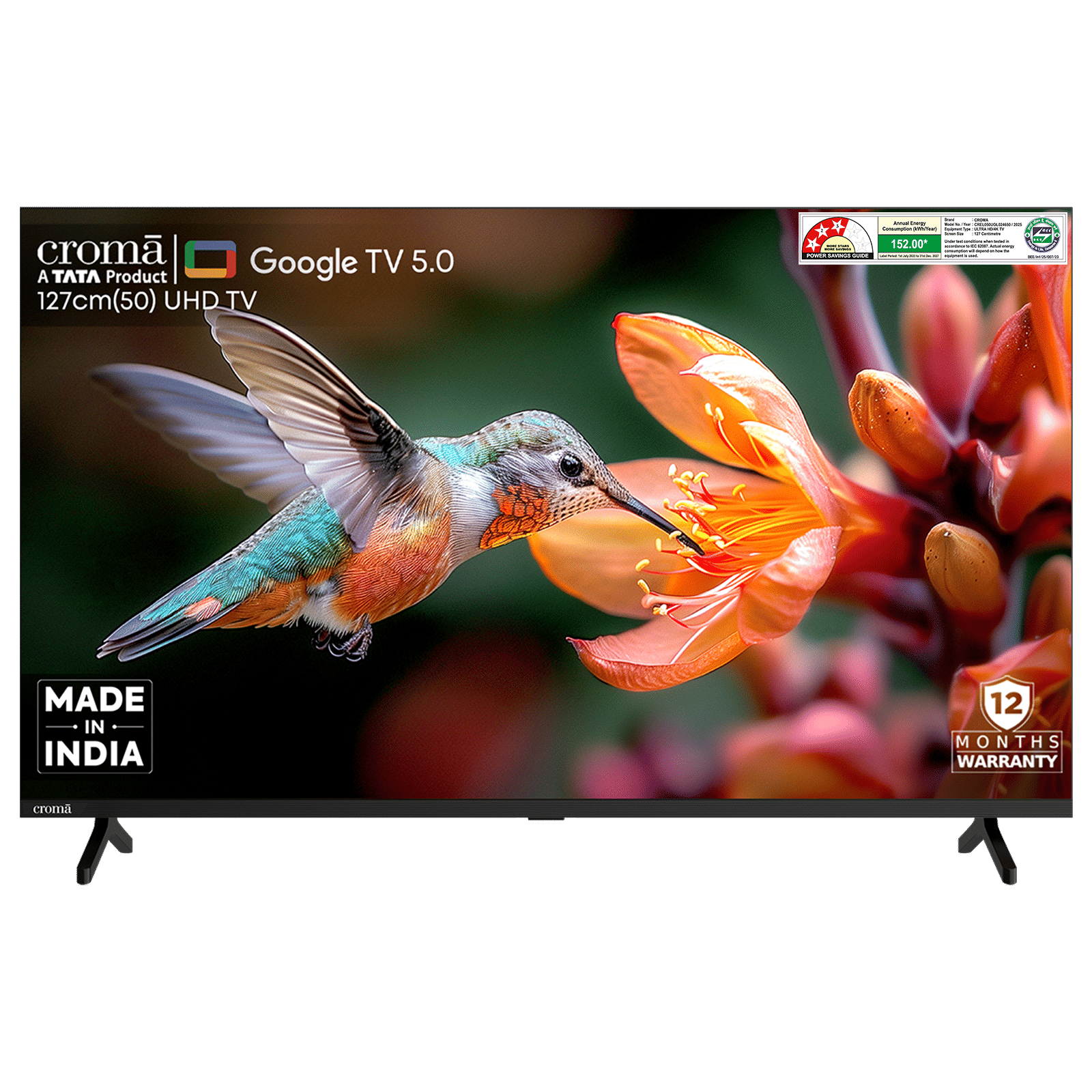 Croma 127 cm (50 inch) Ultra HD 4K LED Google TV 5.0 with Dolby Audio (2025 model)