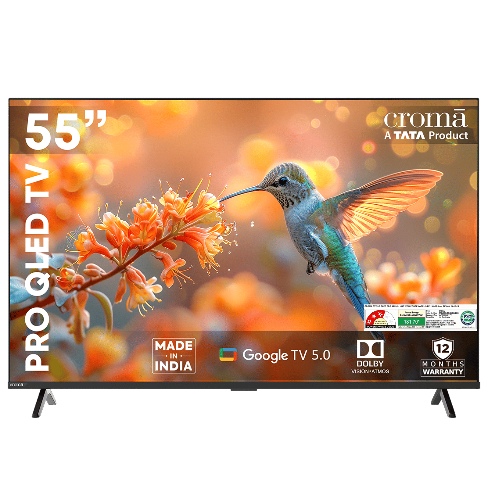 Croma Pro 140 cm (55 inch) QLED 4K Ultra HD Smart Google TV with A+ Grade Panel (2025 model)
