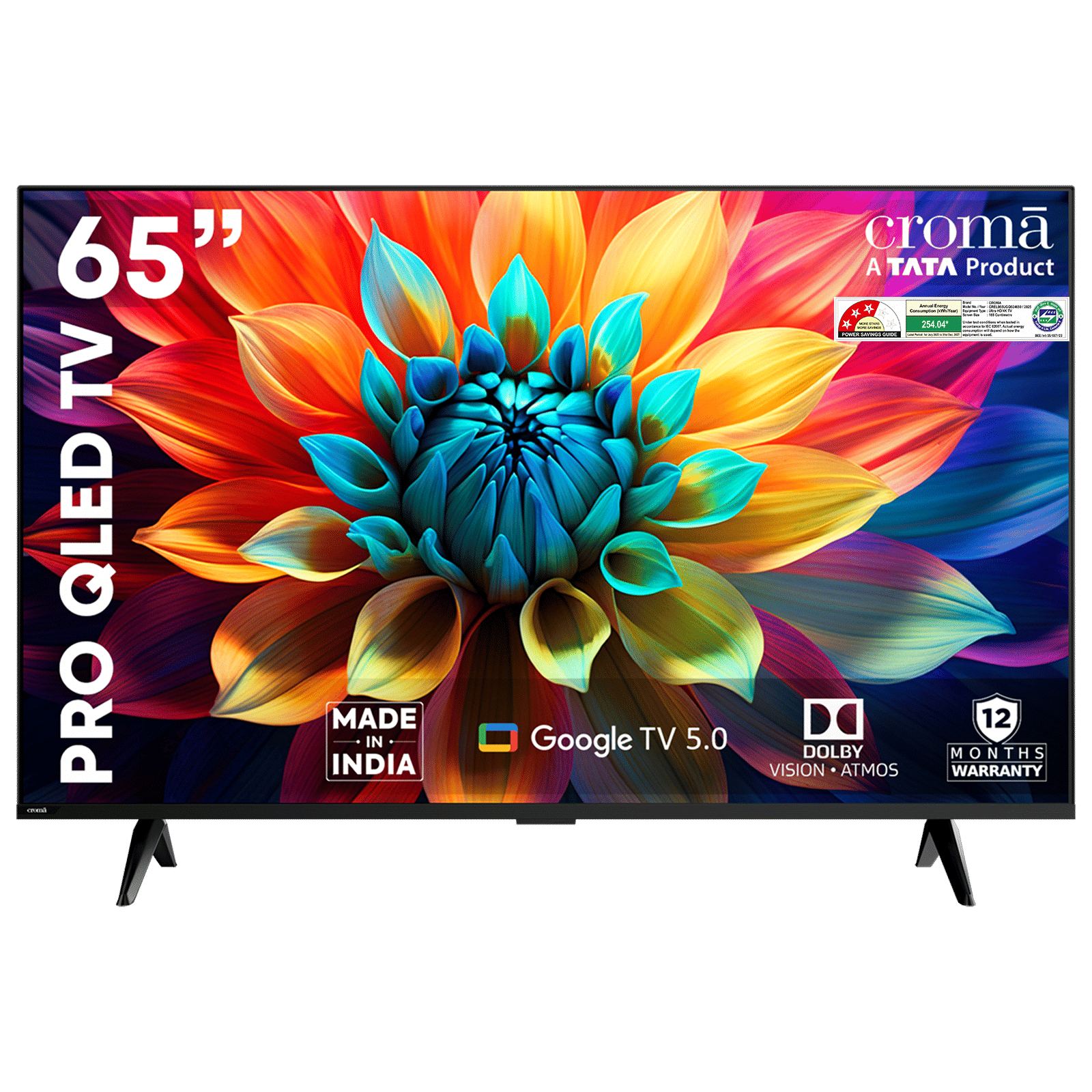 Croma 165.1 cm (65 inch) QLED 4K Ultra HD Smart Android TV with Google Assistant (2025 model)