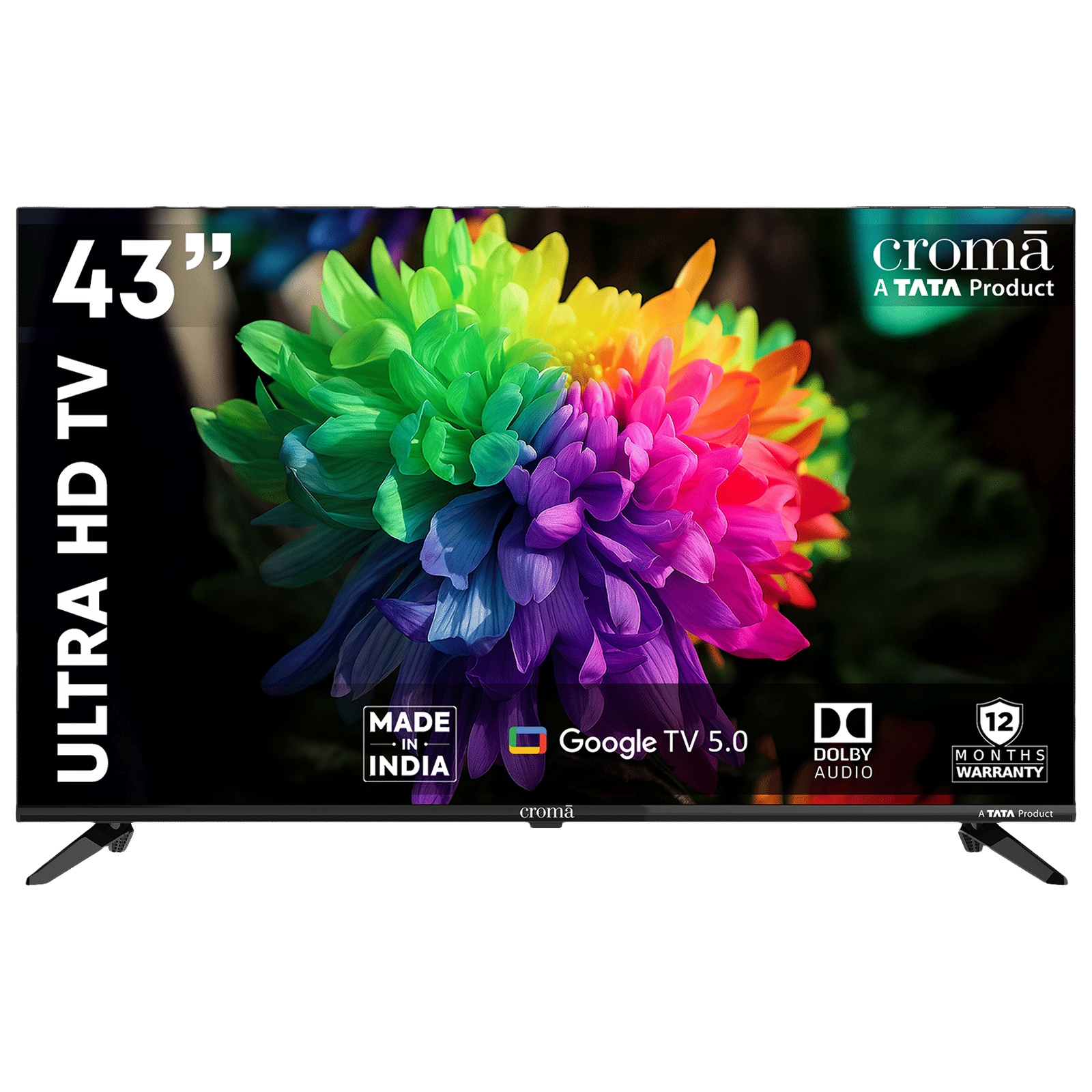 Croma 109.22 cm (43 inch) LED 4K Ultra HD Smart Google TV 5.0 with Dolby Audio (2025 model)