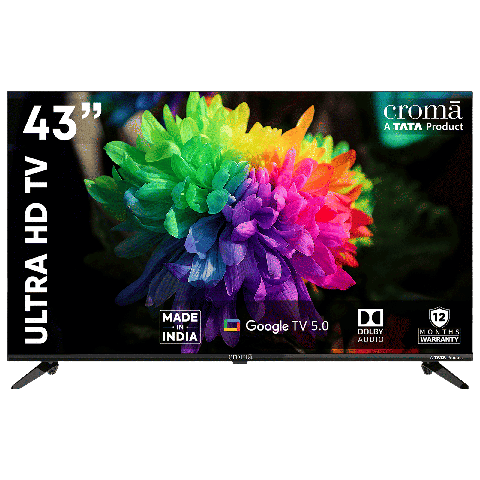 Croma 109.22 cm (43 inch) LED 4K Ultra HD Smart Google TV 5.0 with Dolby Audio (2025 model)