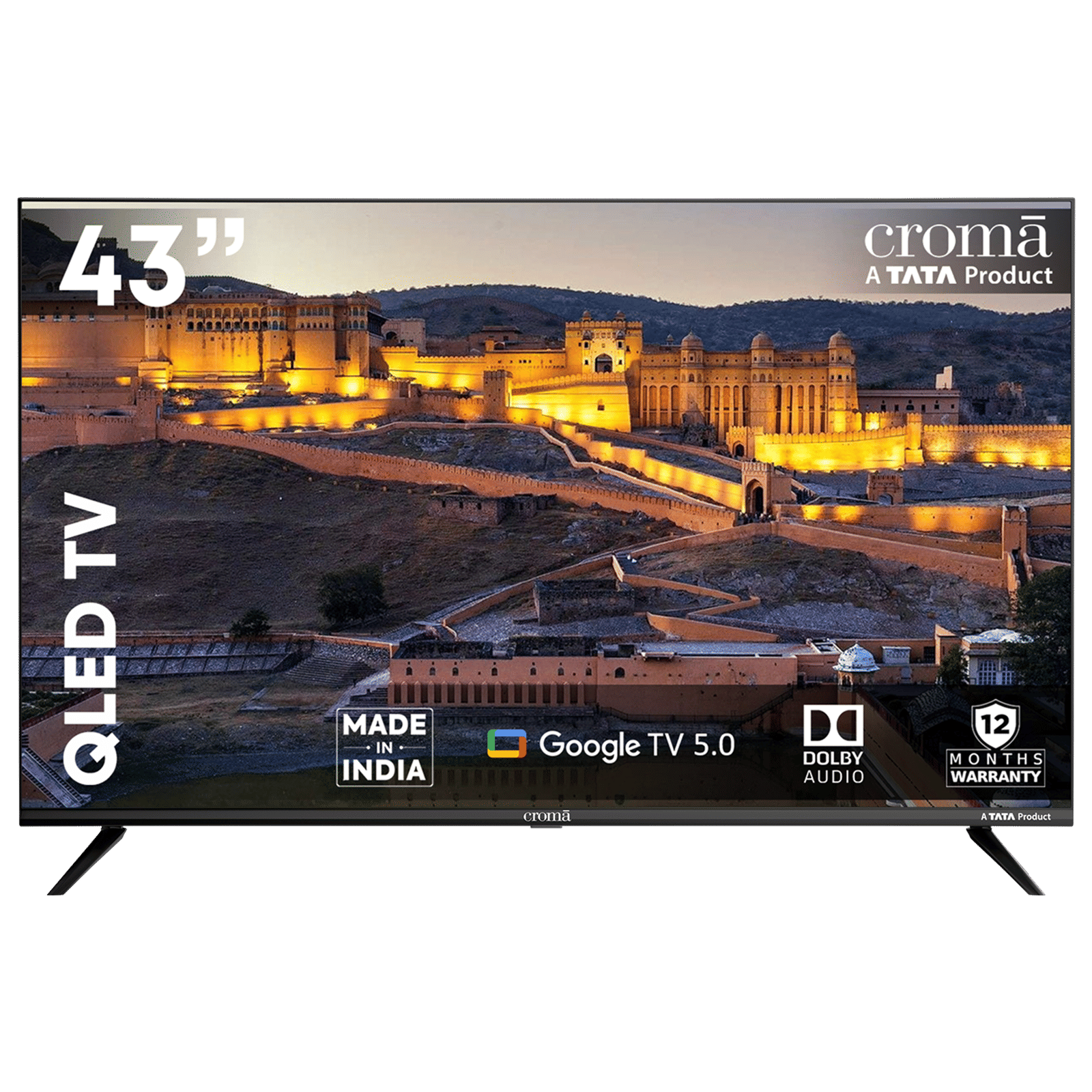 Croma 109.22 cm (43 inch) QLED 4K Ultra HD Smart Google TV 5.0 with Dolby Audio (2025 model)