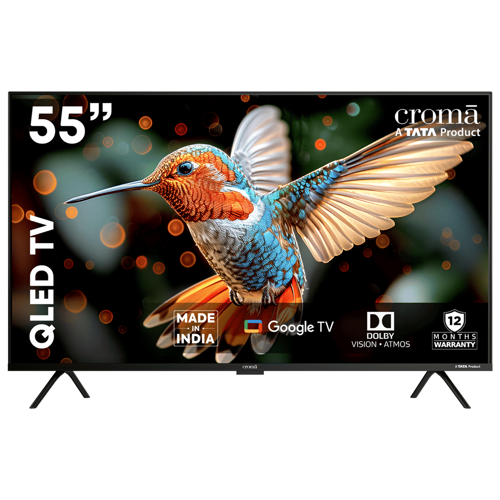 Croma 140 cm (55 inch) Ultra HD QLED Google TV with Dolby Vision Atmos (2025 model)