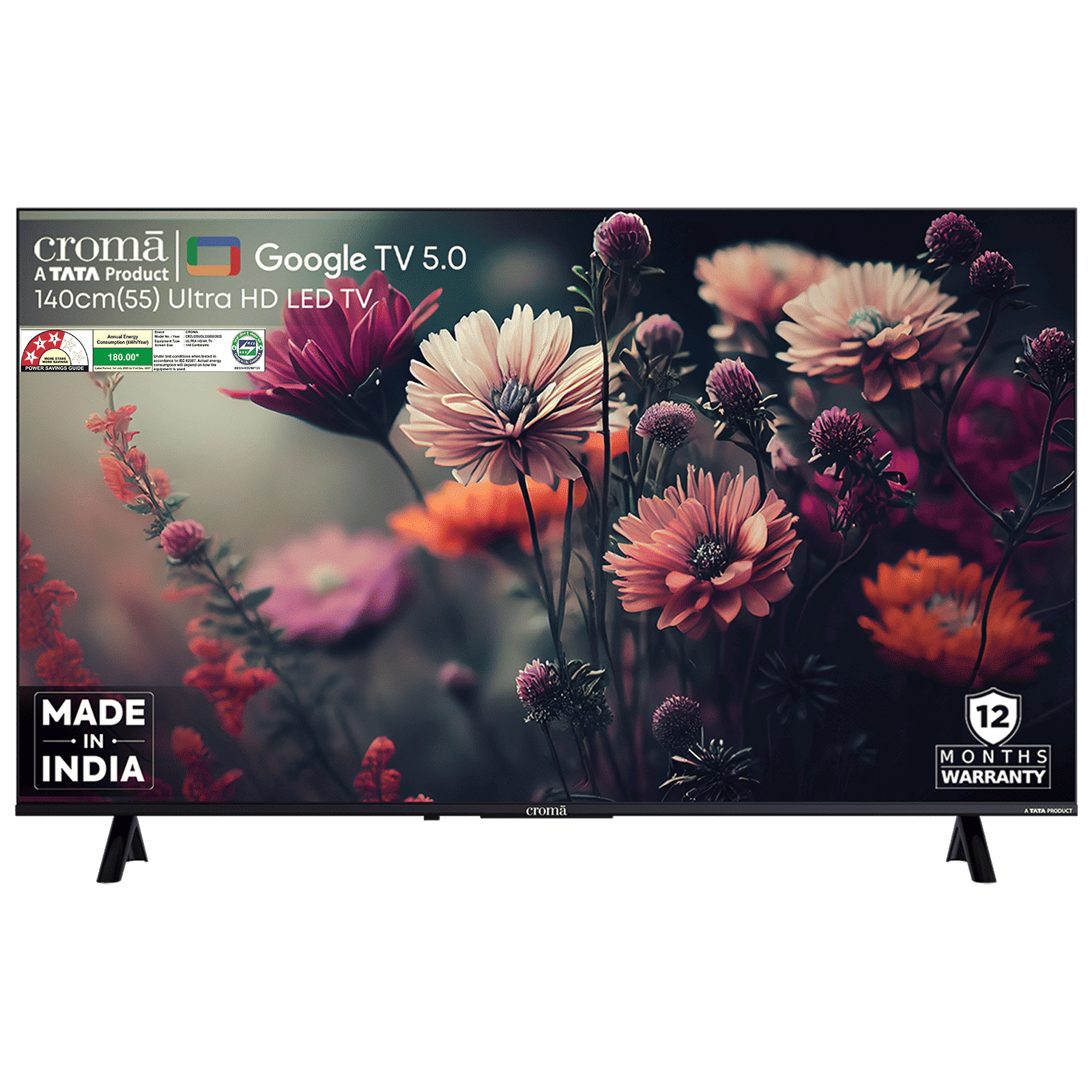 Croma 140 cm (55 inch) 4K Ultra HD LED Google TV 5.0 with Dolby Audio (2025 model)