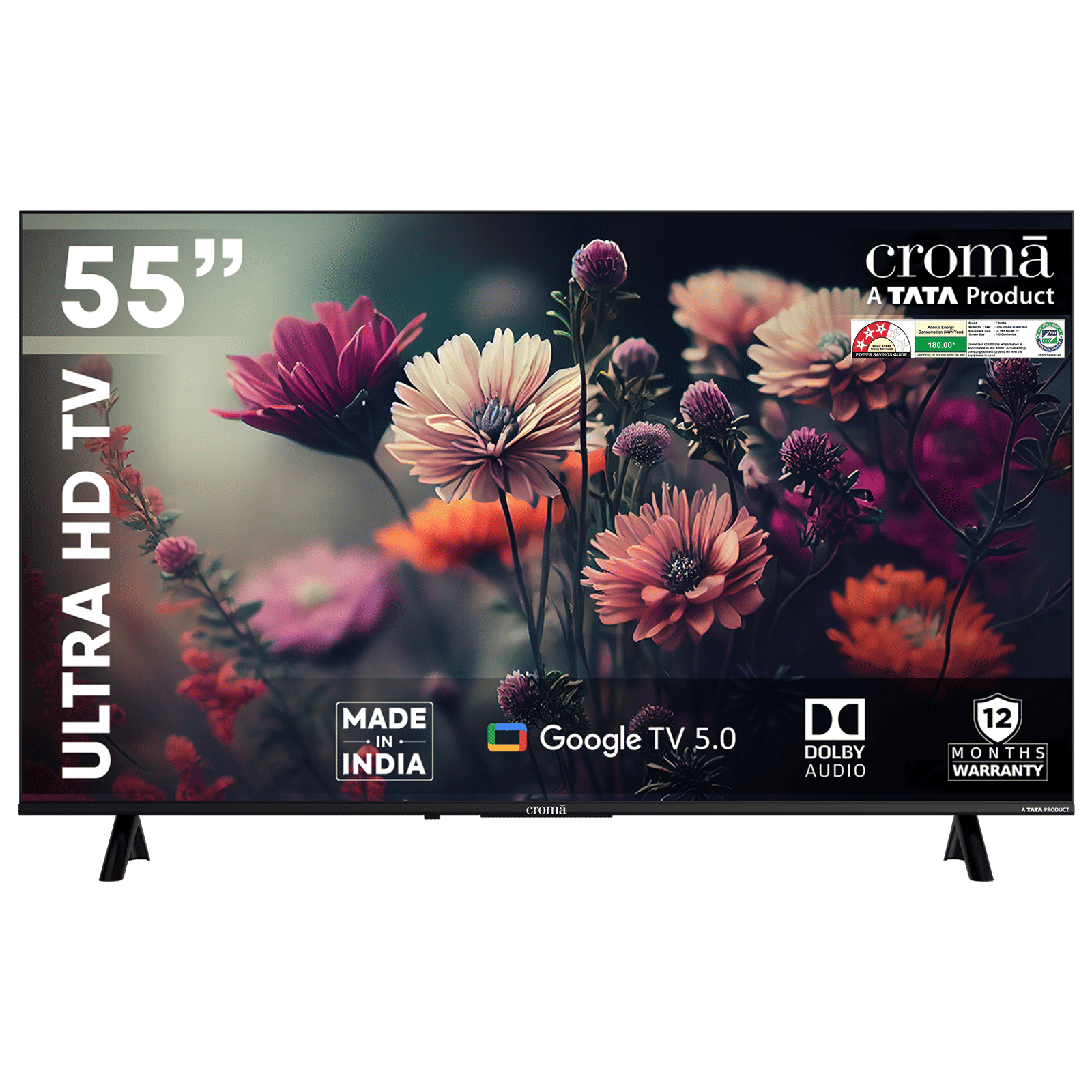 Croma 140 cm (55 inch) 4K Ultra HD LED Google TV 5.0 with Dolby Audio (2025 model)