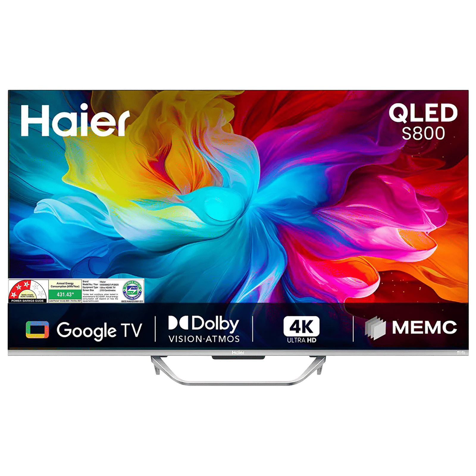 Haier S800 215.9 cm (85 inch) QLED 4K Ultra HD Smart Google TV with Google Assistant (2025 model)