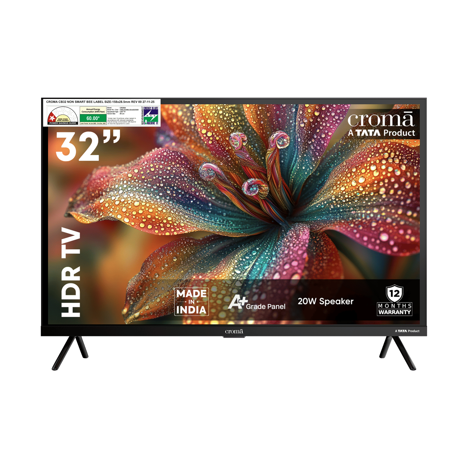 Croma 80cm (32inch) HD Ready LED TV with A Plus Grade Panel