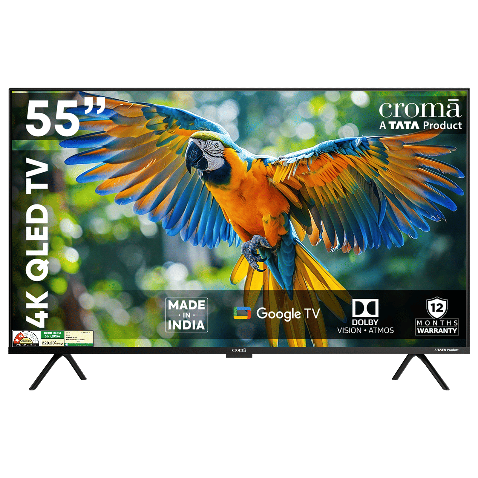 Croma 140 cm (55 inch) QLED 4K Ultra HD Smart Google TV with Google Voice Assistant (2026 Model)