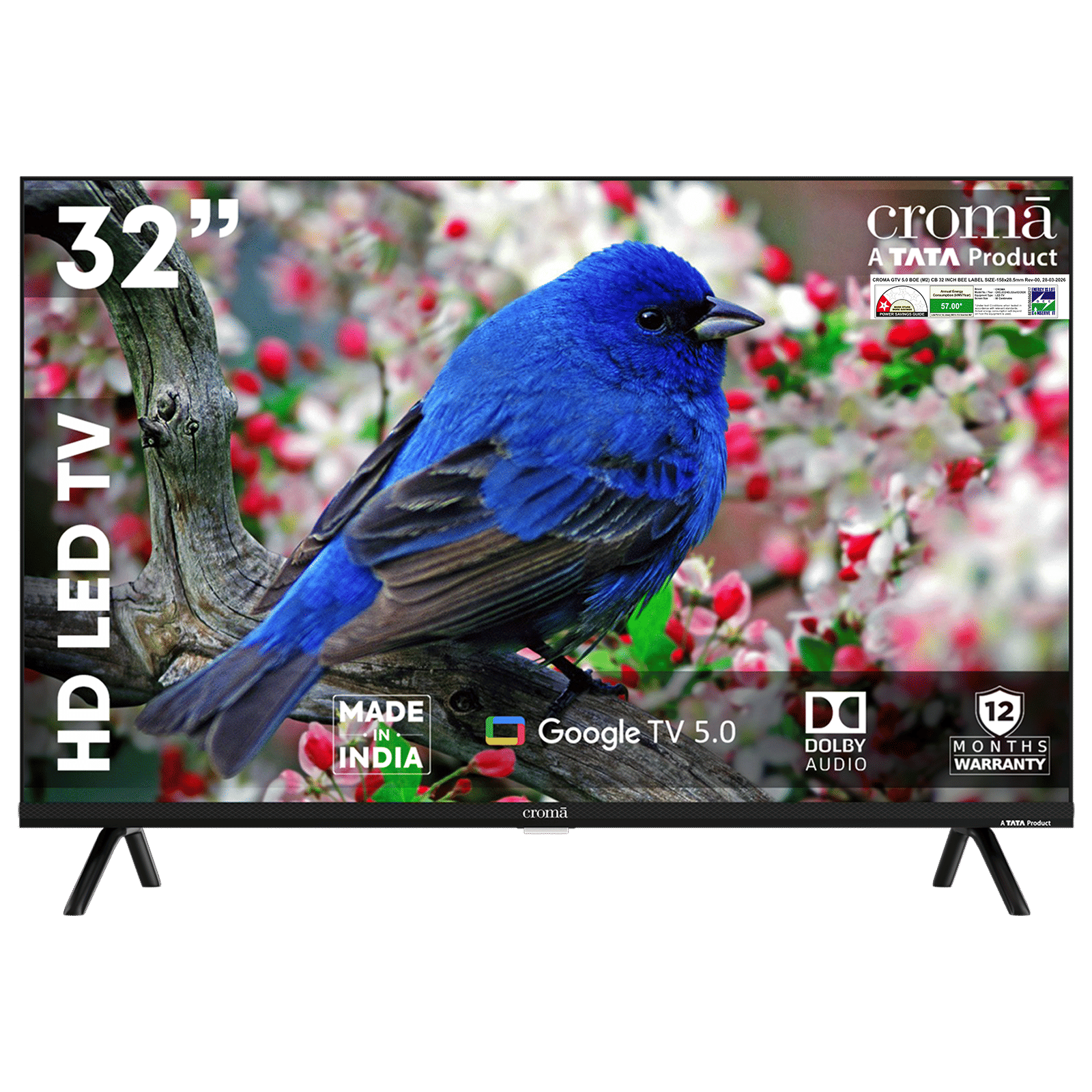 Croma 80cm (32 inch) HD LED Smart Google TV with Google Assistant (2026 Model)