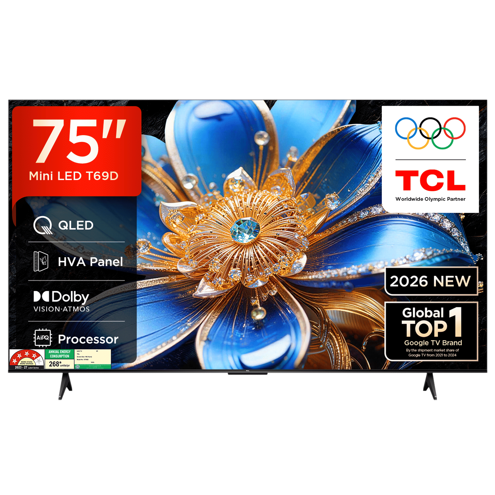 TCL T series 190.5 cm (75 inch) QLED 4K Super Ultra HD Smart Google TV with Google Voice Assistant (2026 Model)