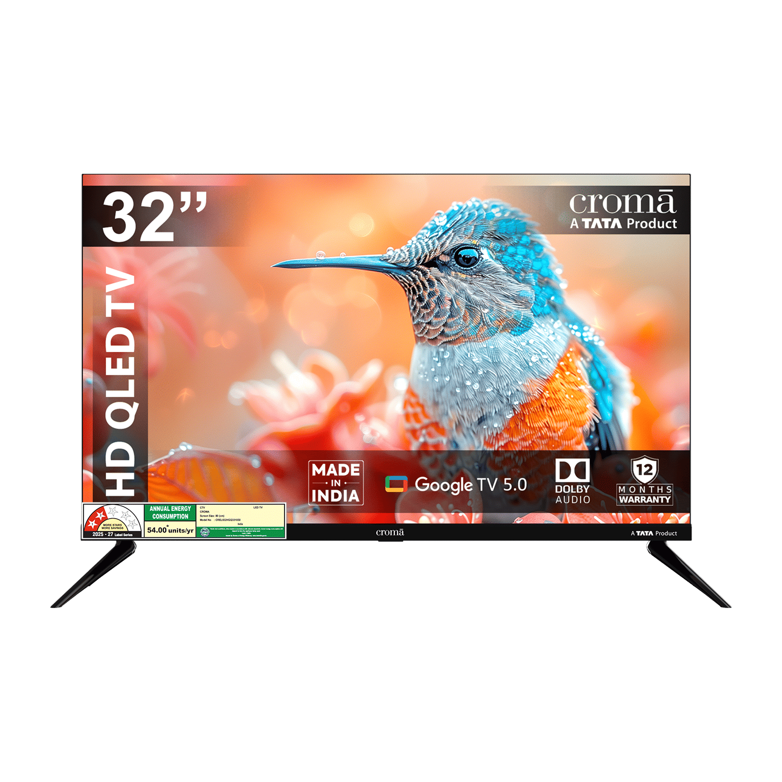 Croma 80 cm (32 inch) 2 Star HD QLED Smart Google TV 5.0 with Quad Core Processor (2026 model)