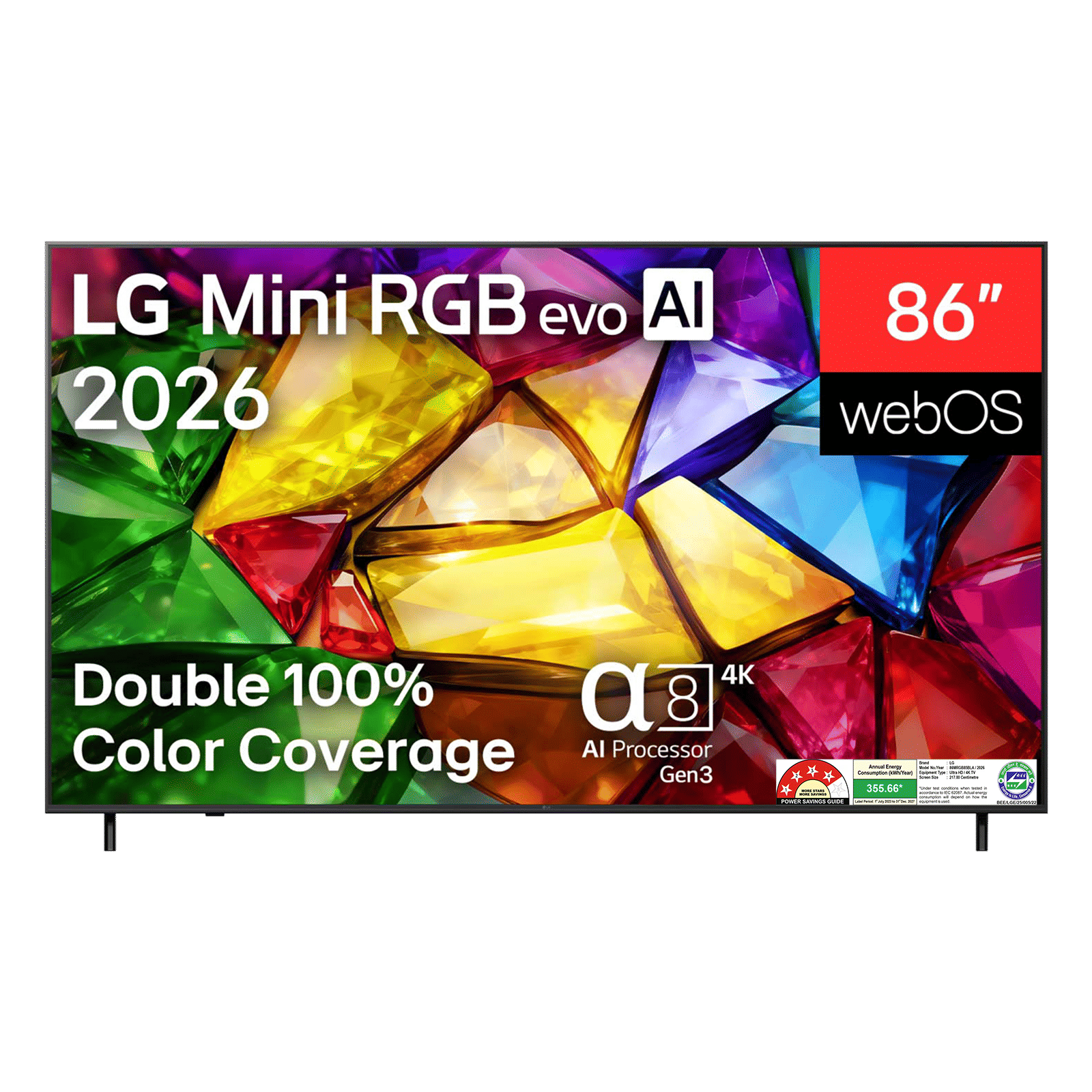 LG MRGB85 217 cm (86 inch) 4 Star Mini RGB 4K Ultra HD Smart webOS 26 TV with AI HDR Remastering (2026 model)
