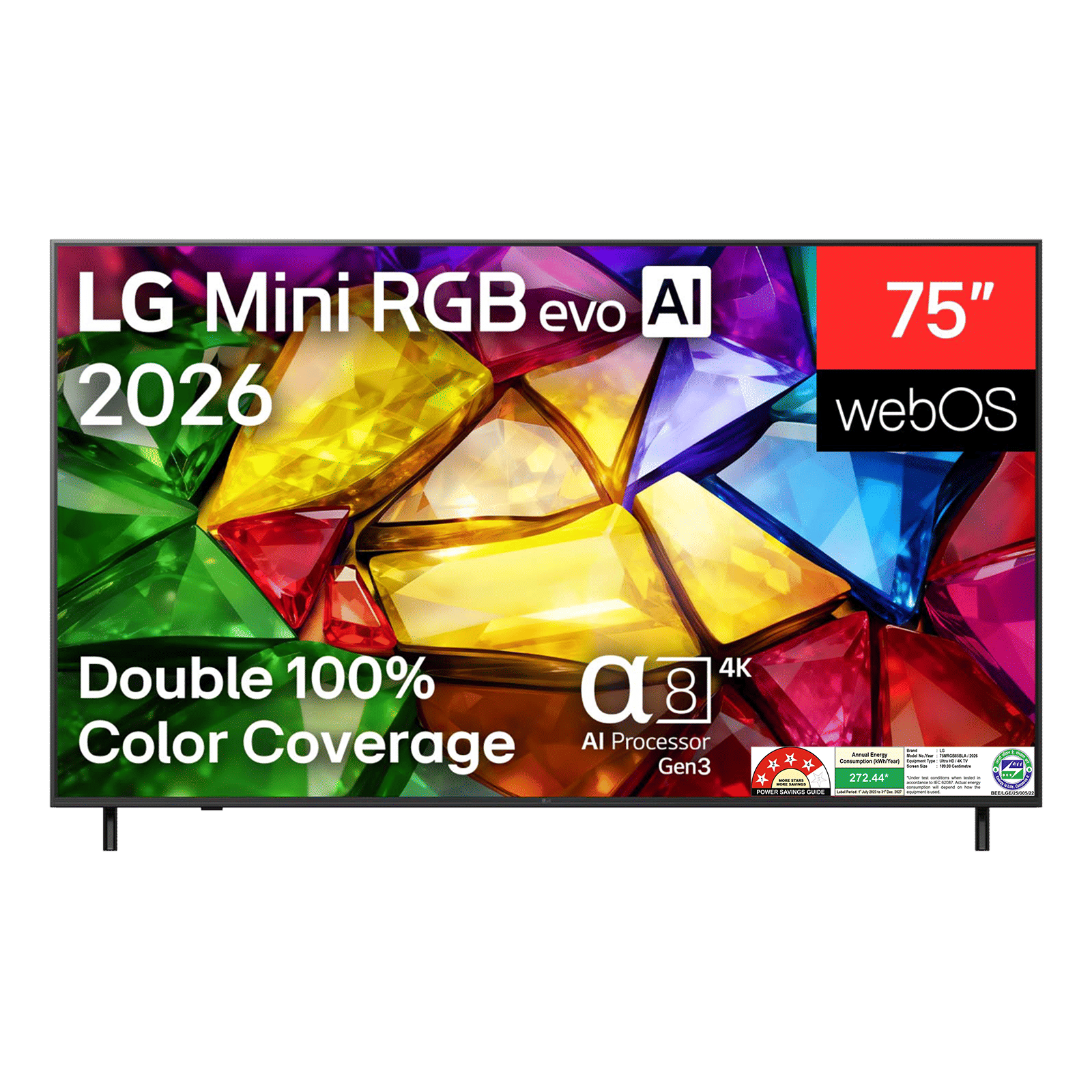 LG MRGB85 189 cm (75 inch) 4 Star Mini RGB 4K Ultra HD Smart webOS 26 TV with AI HDR Remastering (2026 model)